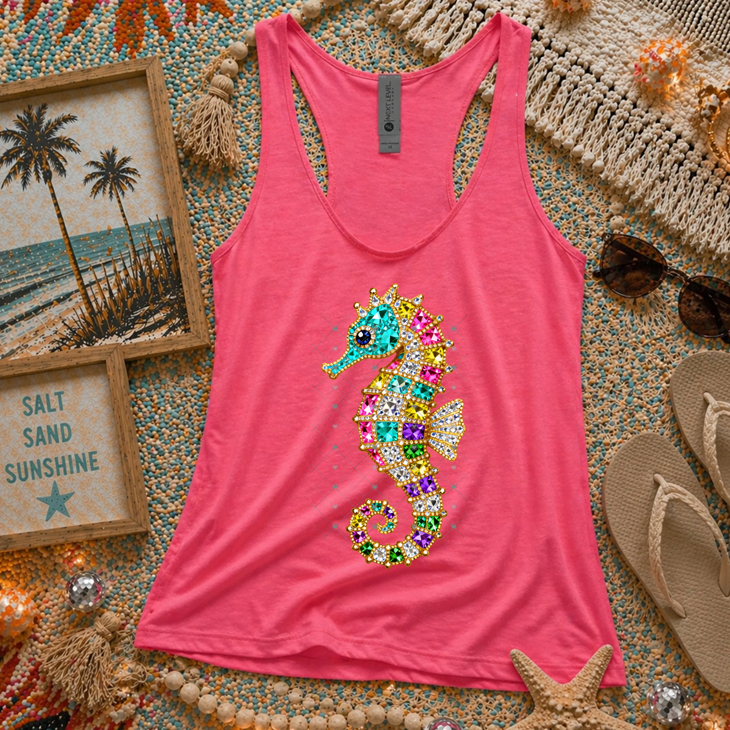 Faux Rhinestone Seahorse DTF Transfer