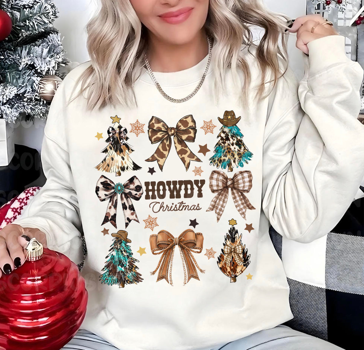 Howdy Western Bows Christmas DTF Transfert