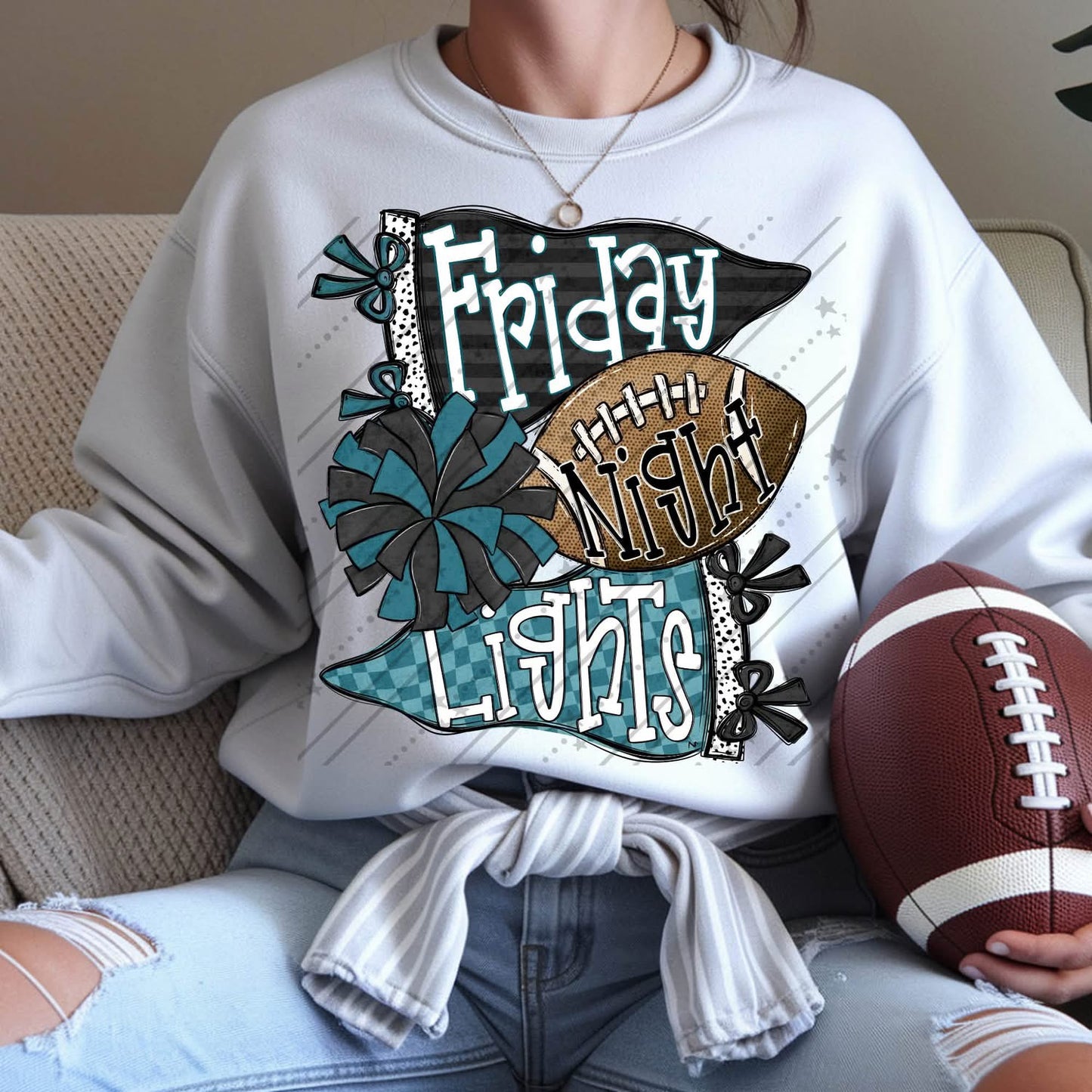 Friday Night Lights Black/Teal DTF Transfer