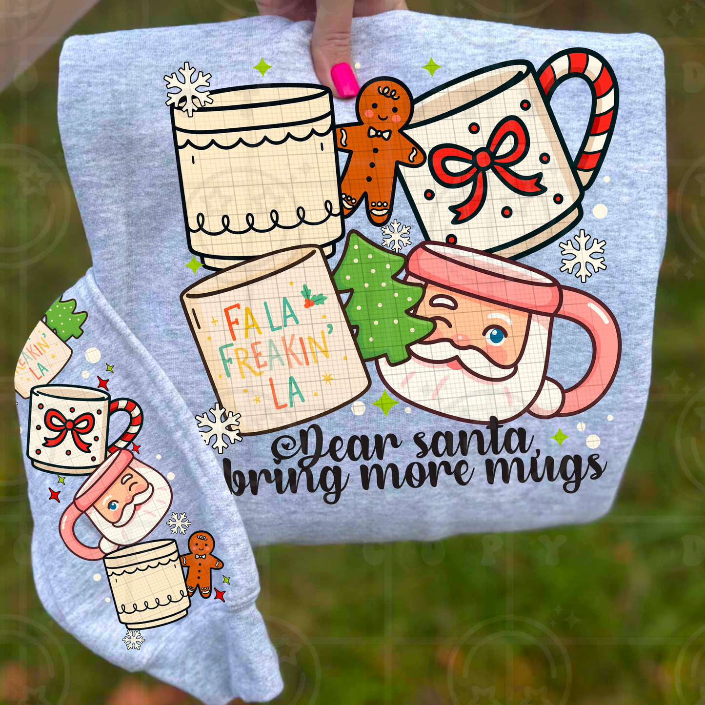 Dear Santa Bring More Mugs *Optional long sleeve design* DTF Transfer