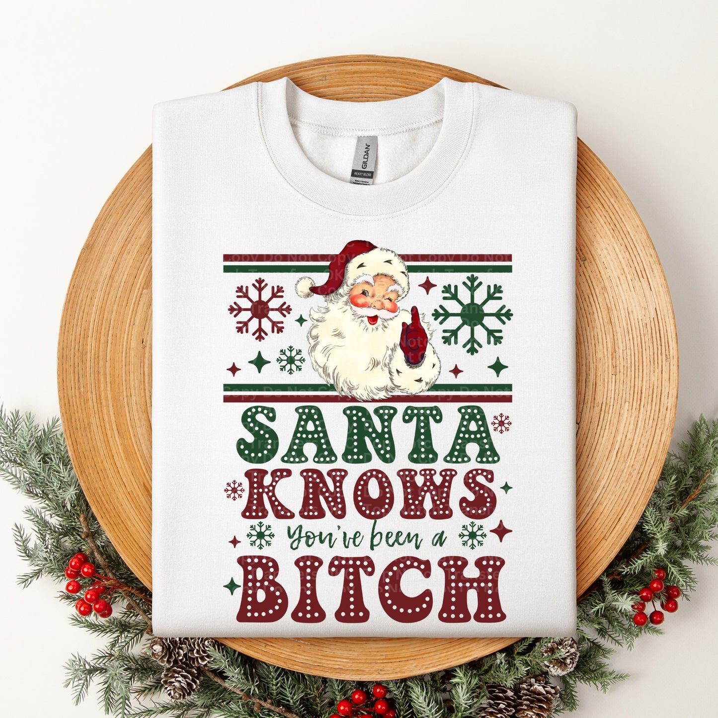 Santa Knows You've Been a Bitch - Green & Red DTF Transfer