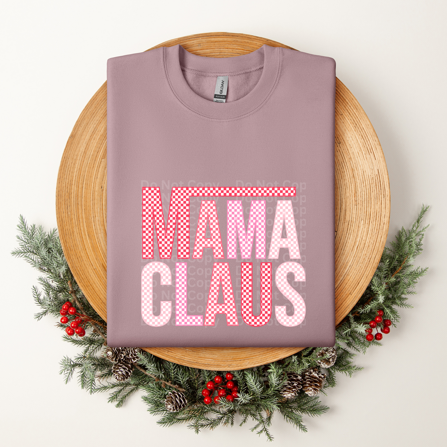 Mama Claus Checkered Pinks DTF Transfer