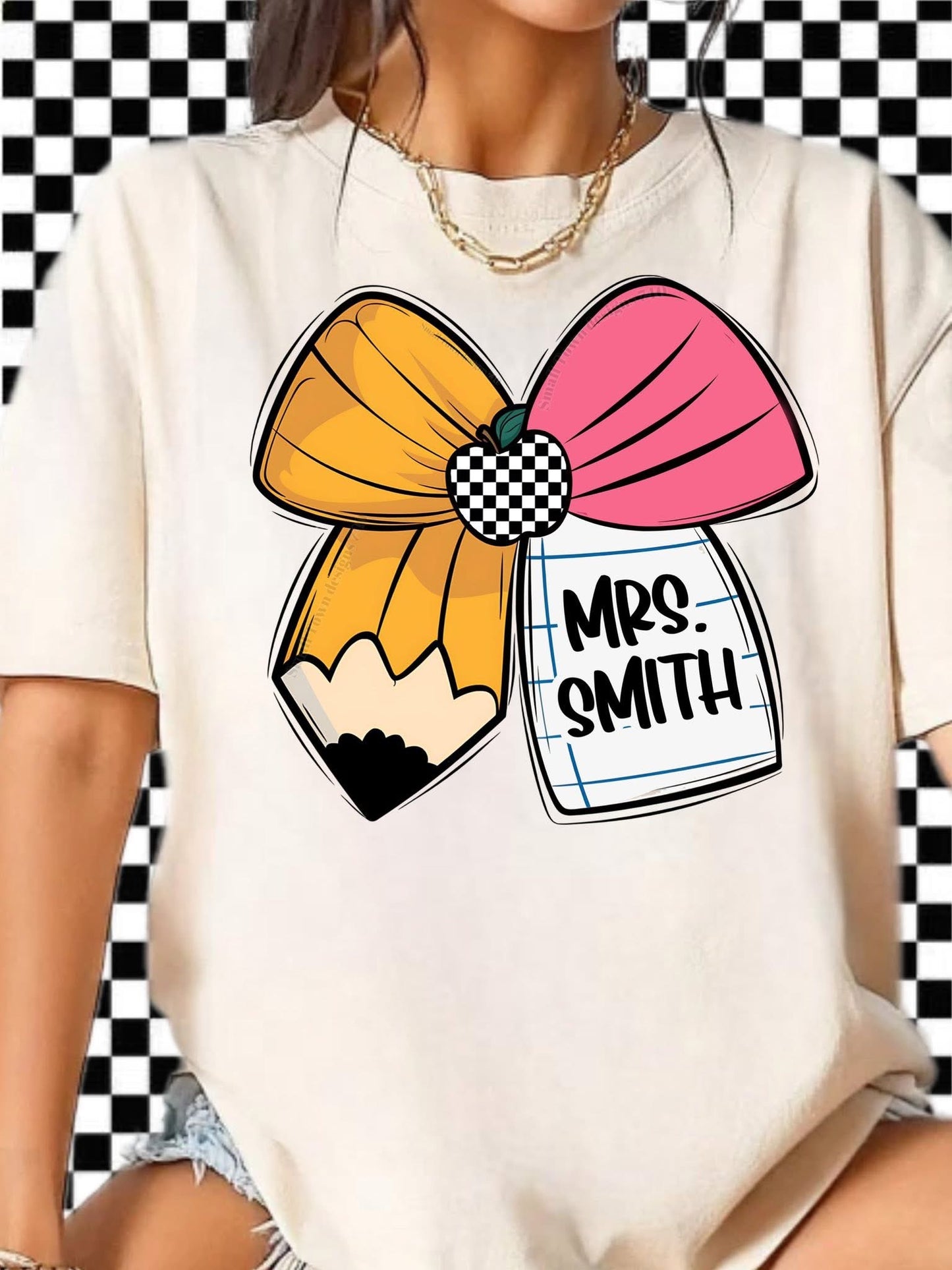 Pencil Teacher Custom DTF Transfer *Put Name in Checkout Notes*