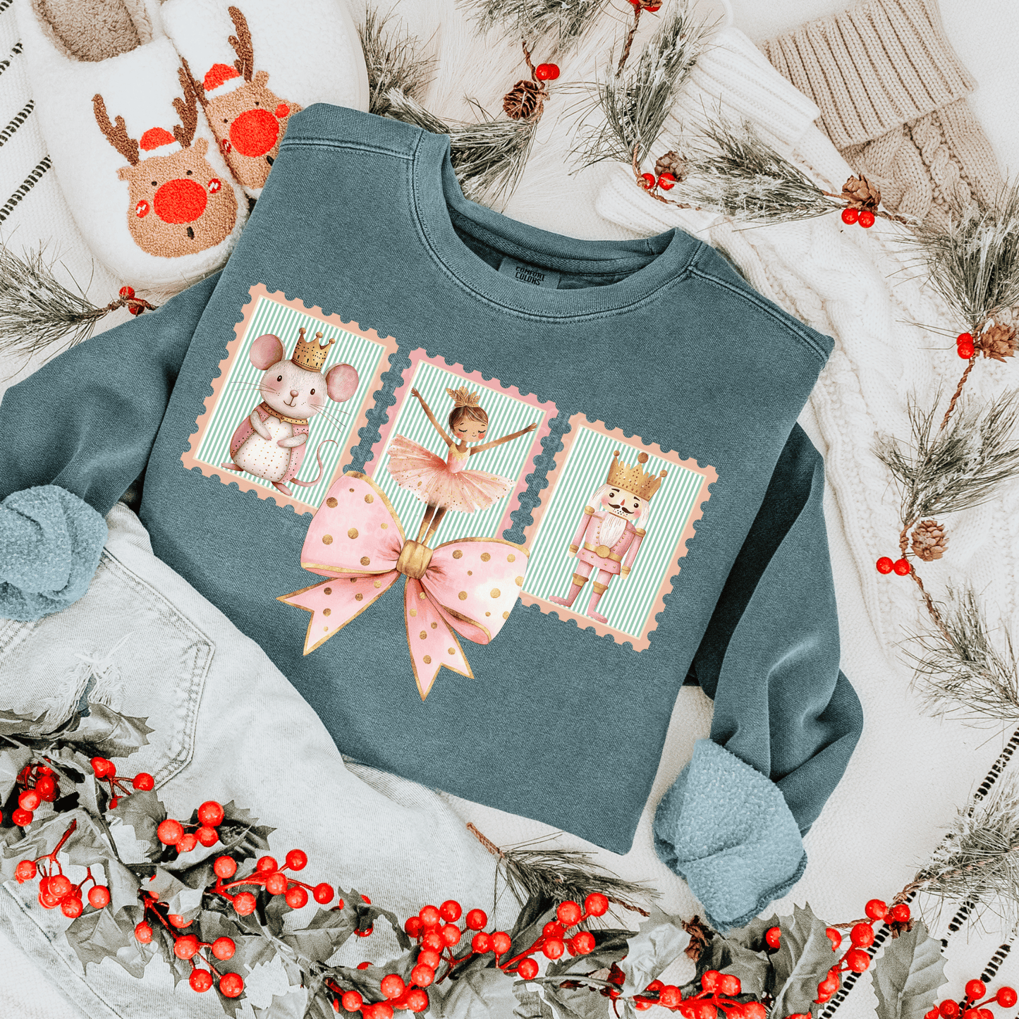 Nutcracker Stamps w/ Bow Medium DTF Transfer