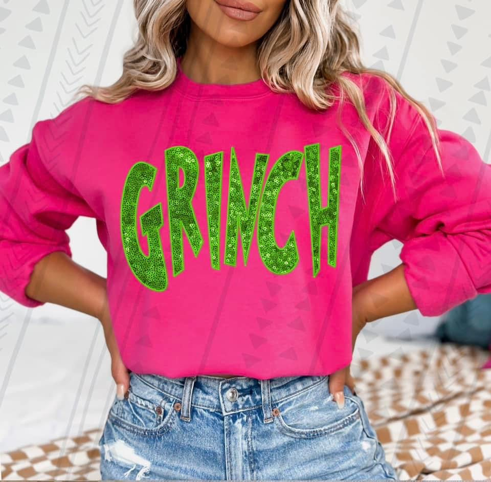 Faux Sequin Green Gr!nch DTF Transfer