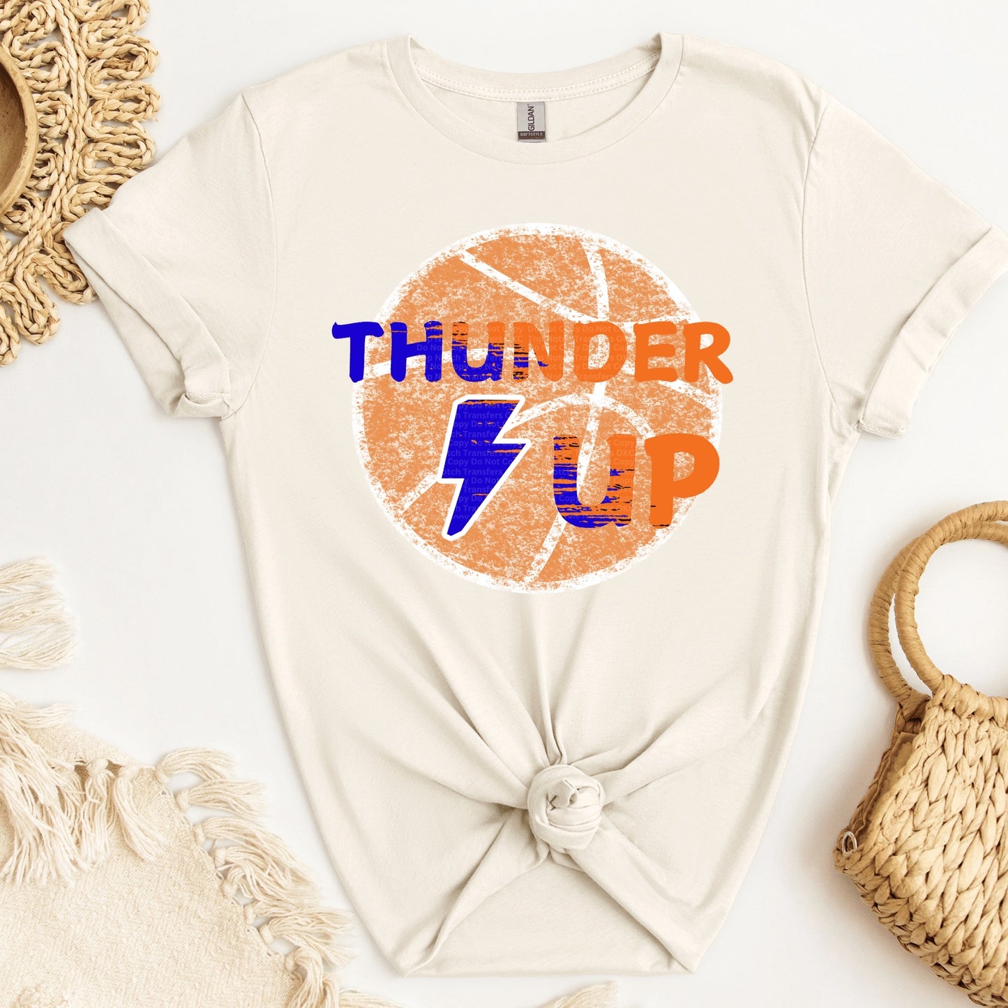 Thunder Up Distressed Basketball DTF Transfer