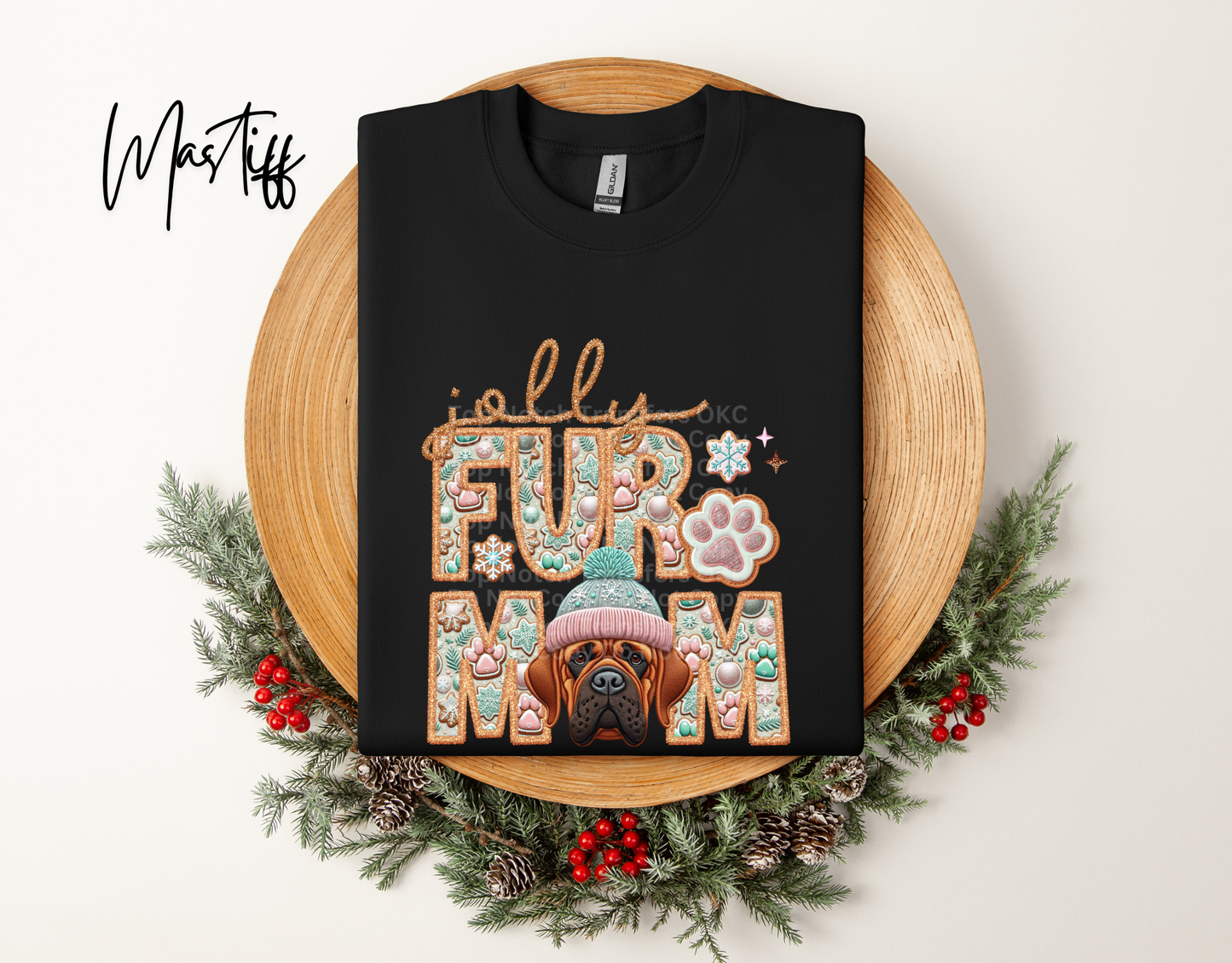 Jolly Fur Mom Mastiff - Faux Embroidery DTF Transfer