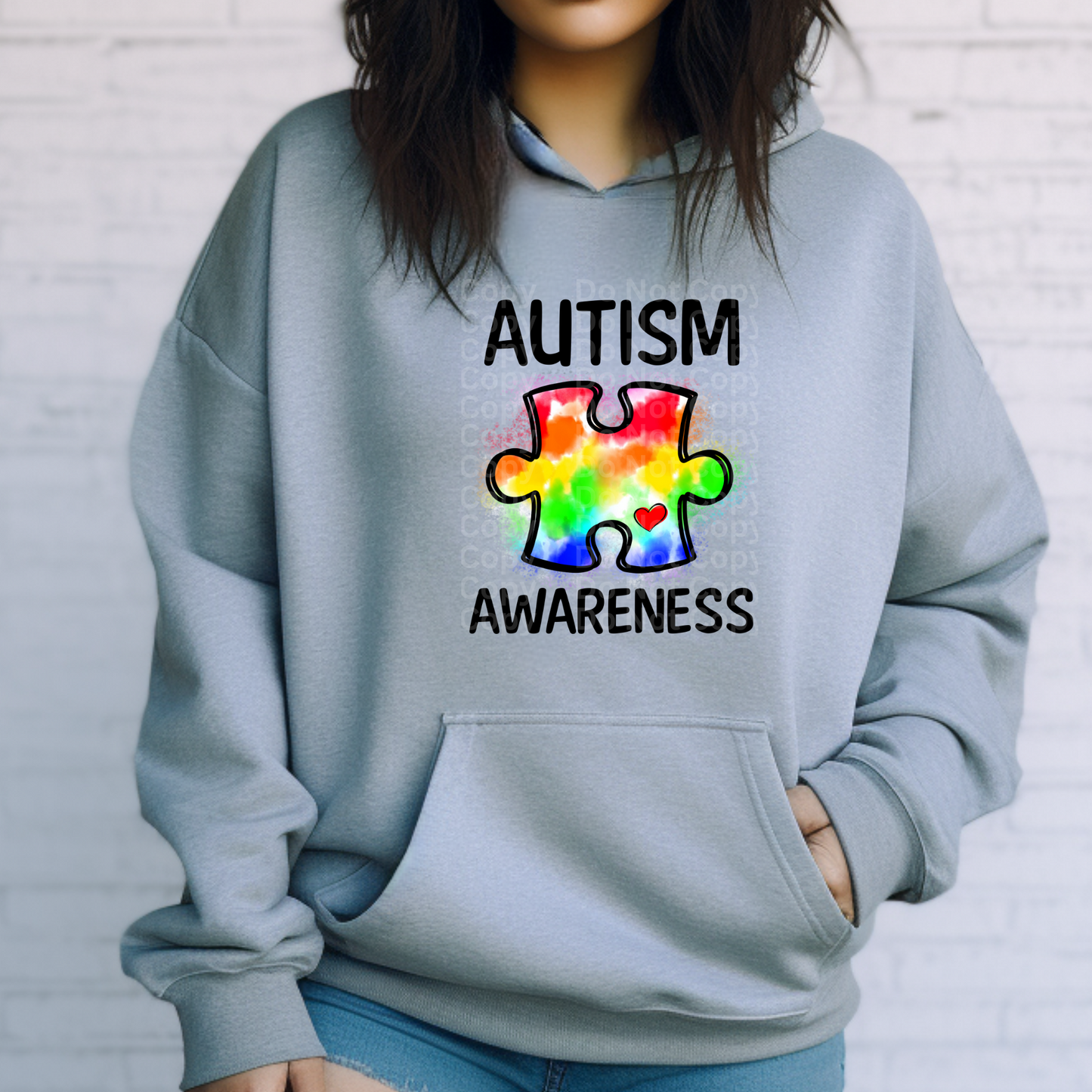 Autism Awareness Puzzle Piece w/Tiny Heart DTF Transfer