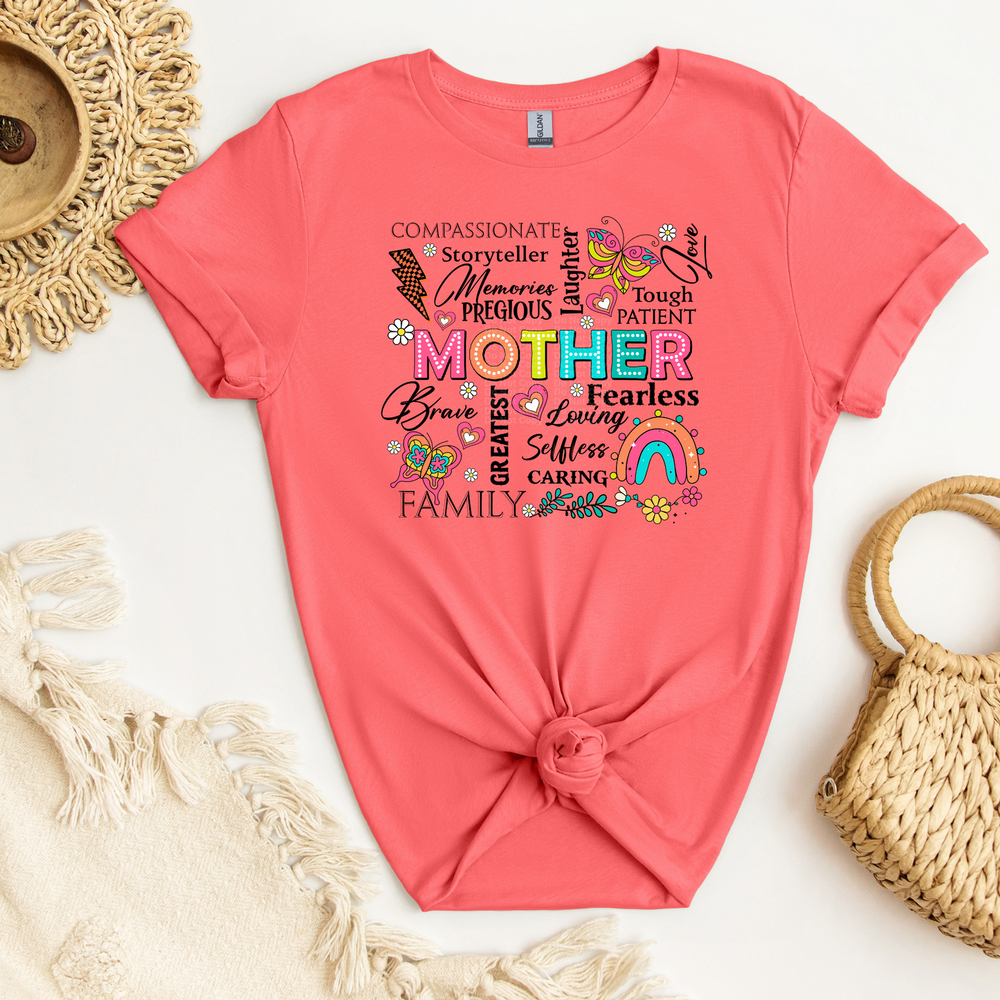 Mother - Inspiring Words w/bolt, butterfly & rainbow DTF Transfer