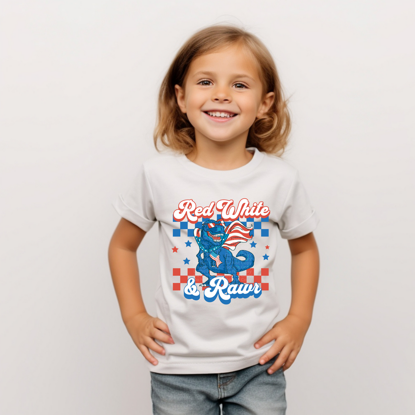 Red White & Rawr Dinosaur DTF Transfer