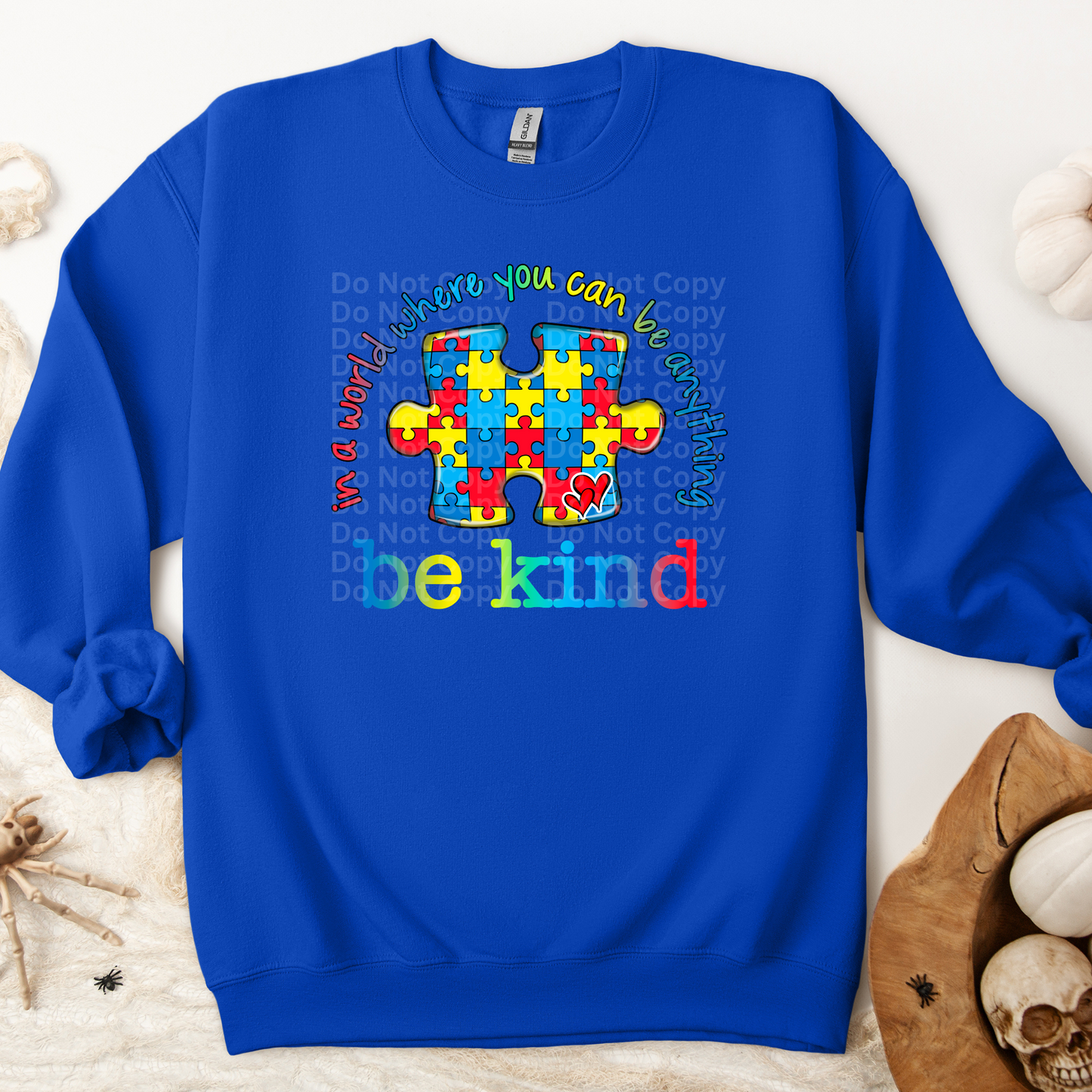 In a world where you can be anything be kind puzzle piece DTF Transfer