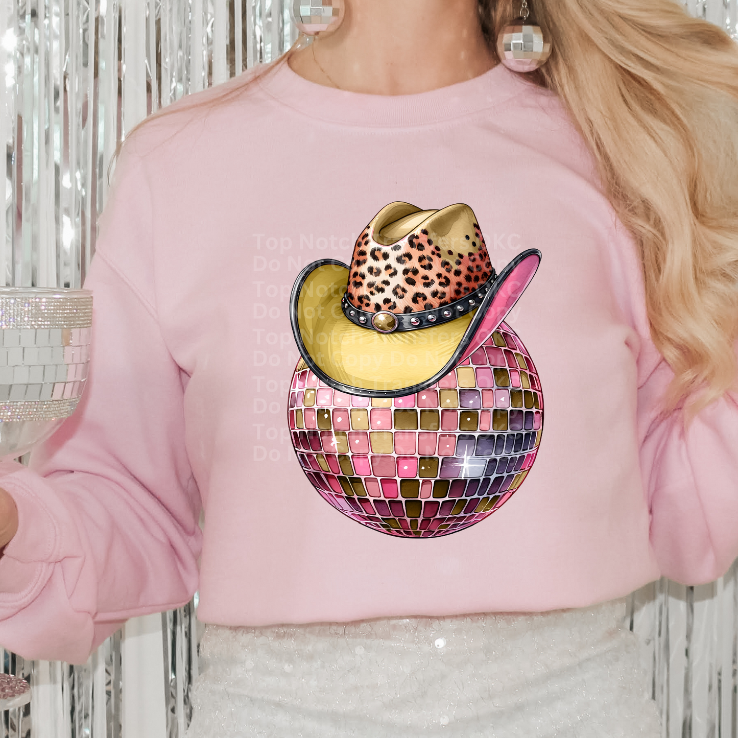 Pink Disco with Cowgirl Hat DTF Transfer