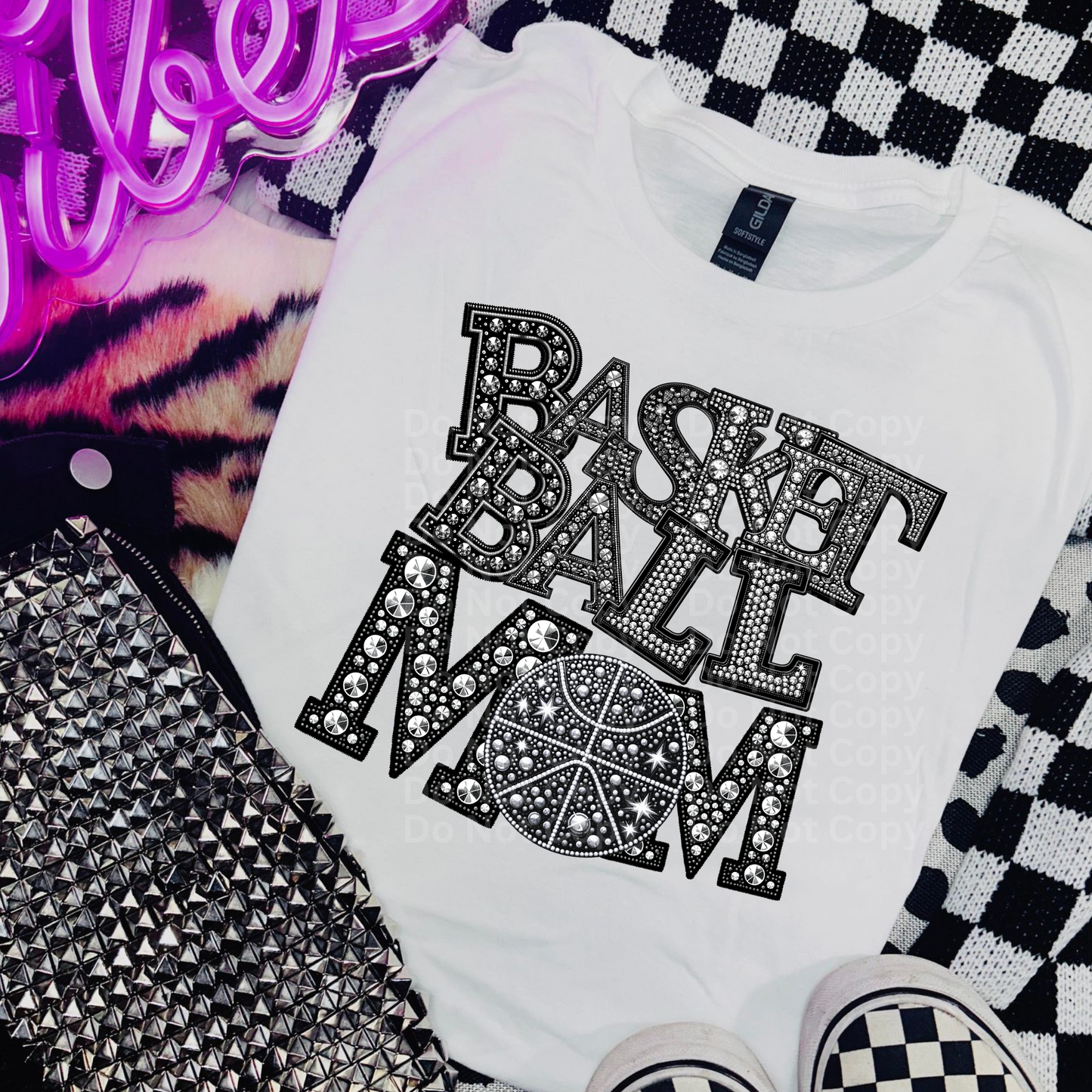 Basketball Mom - Faux Rhinestone DTF Transfer