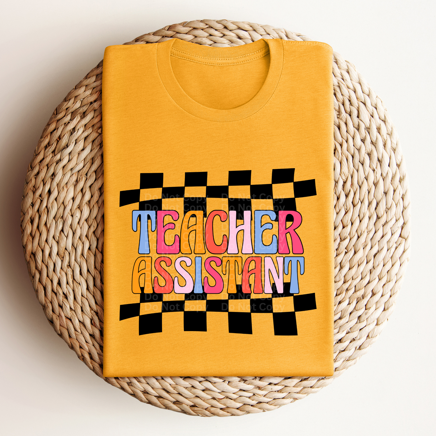 Teacher Assistant Multicolor Checkered DTF Transfer