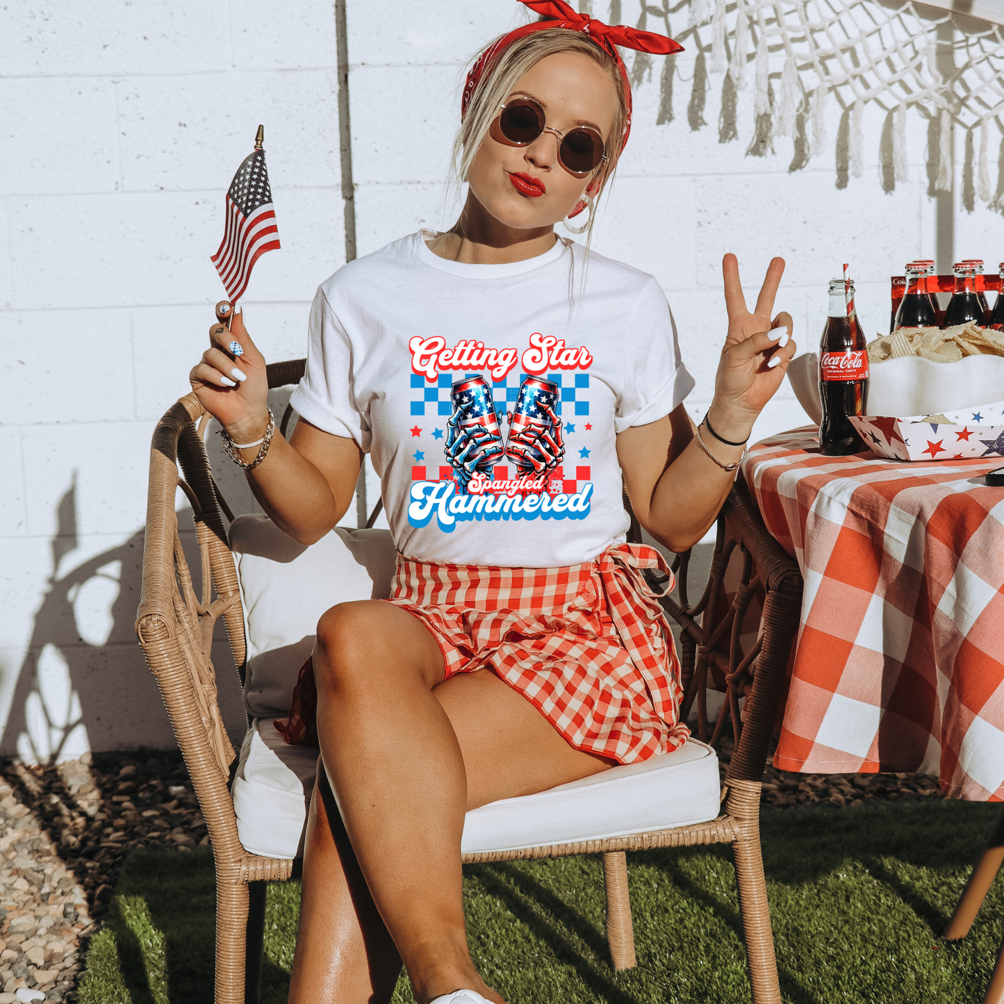 Getting Star Spangled Hammered Red & Blue DTF Transfer