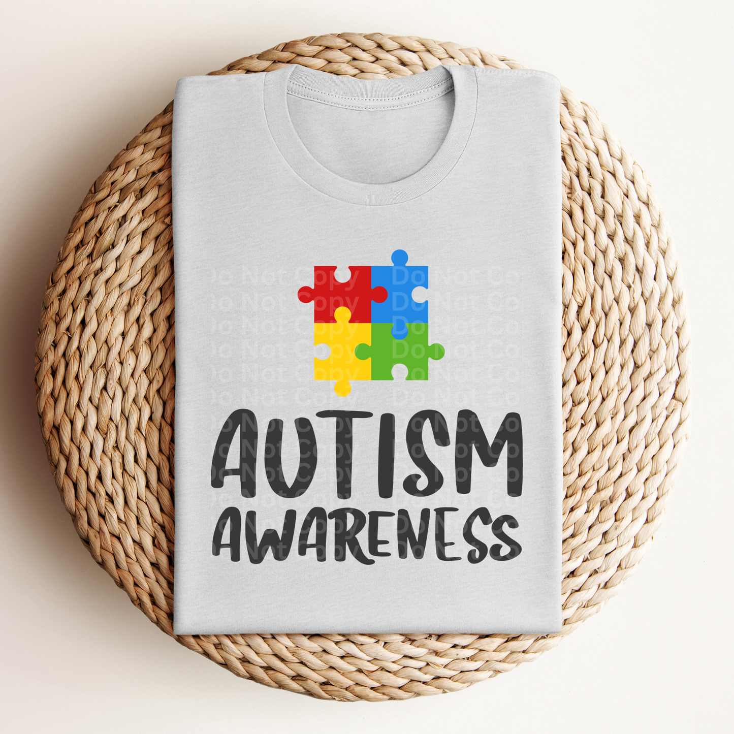 Autism Awareness 4 puzzle pieces connected DTF Transfer
