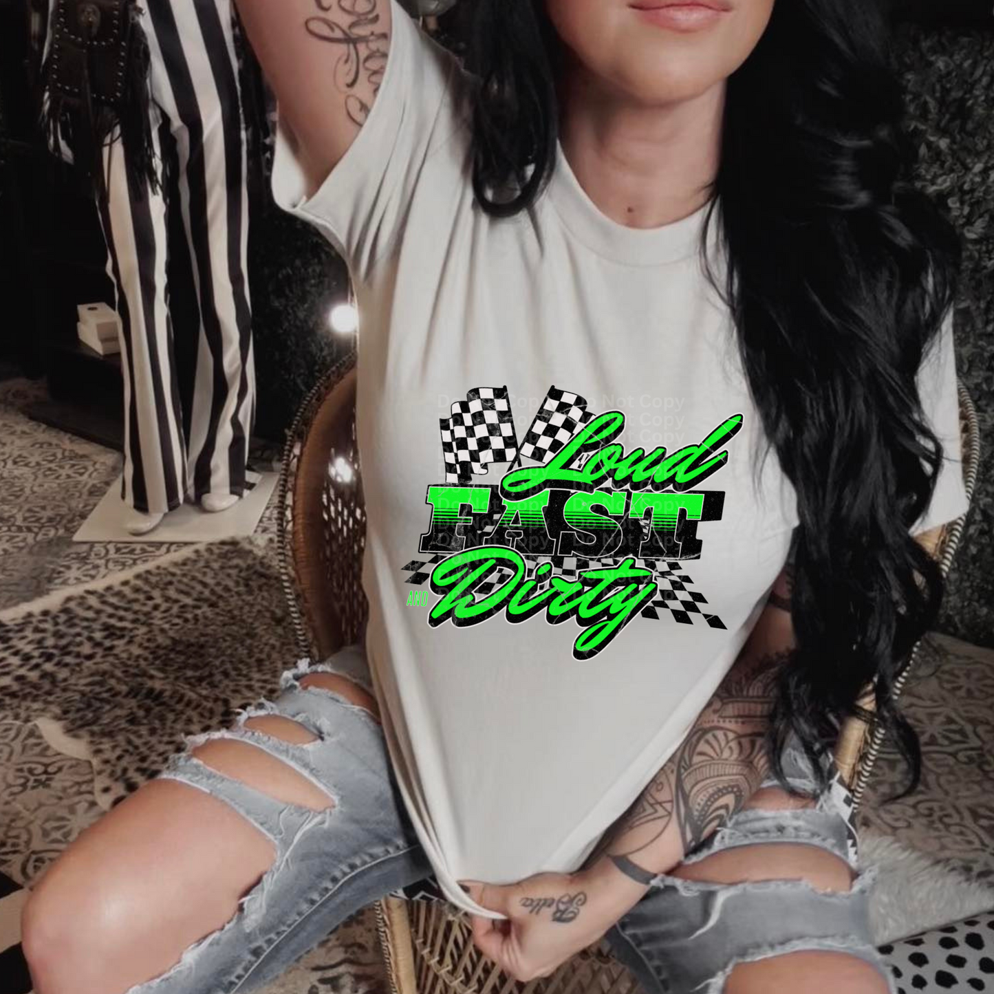 Loud Fast & Dirty Green DTF Transfer