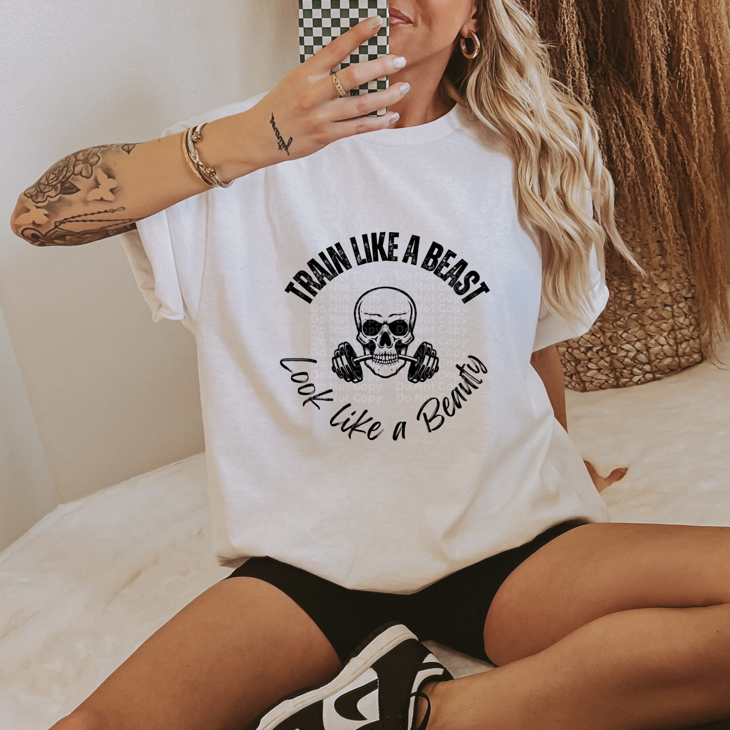 Train Like A Beast Look Like a Beauty (Black) DTF Transfer