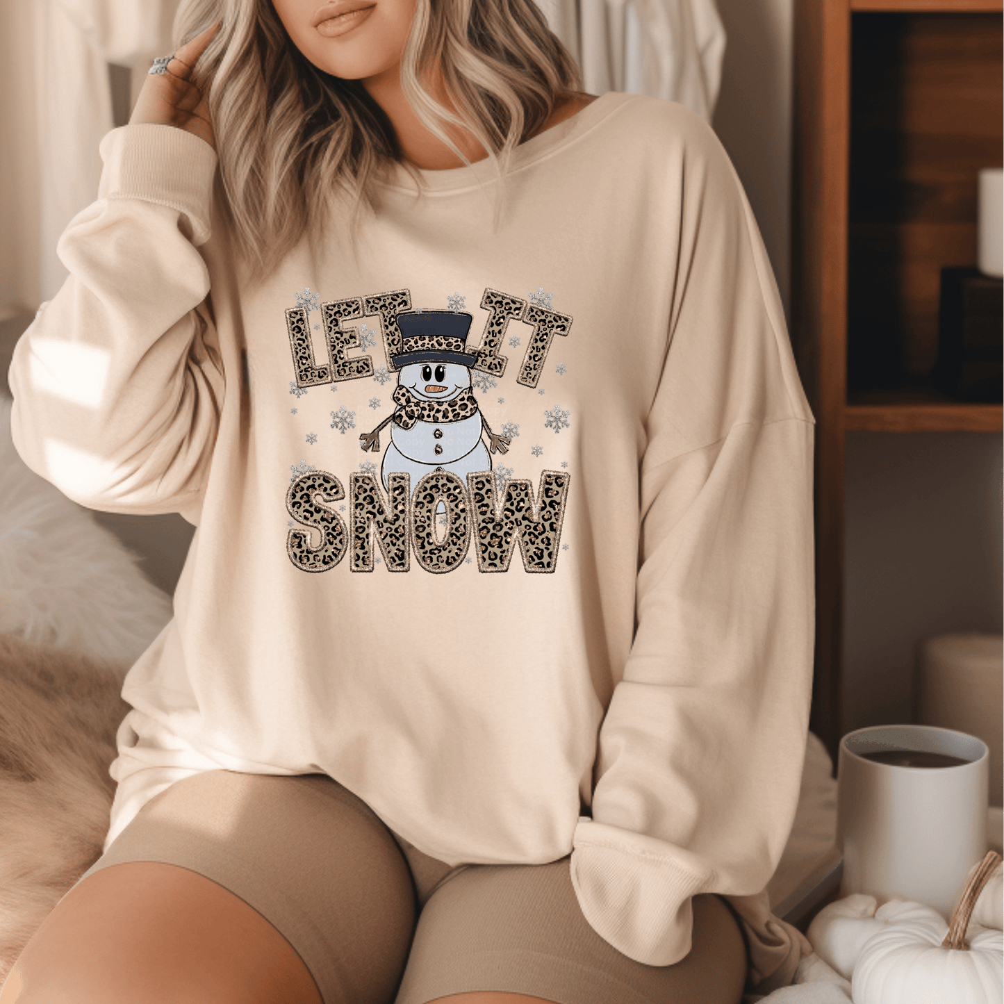 Let it Snow leopard print DTF Transfer