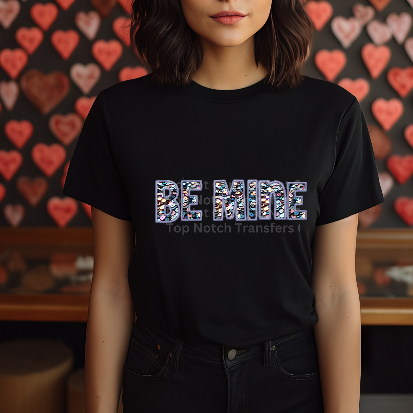 Be Mine Purple Faux Sequin DTF Transfer