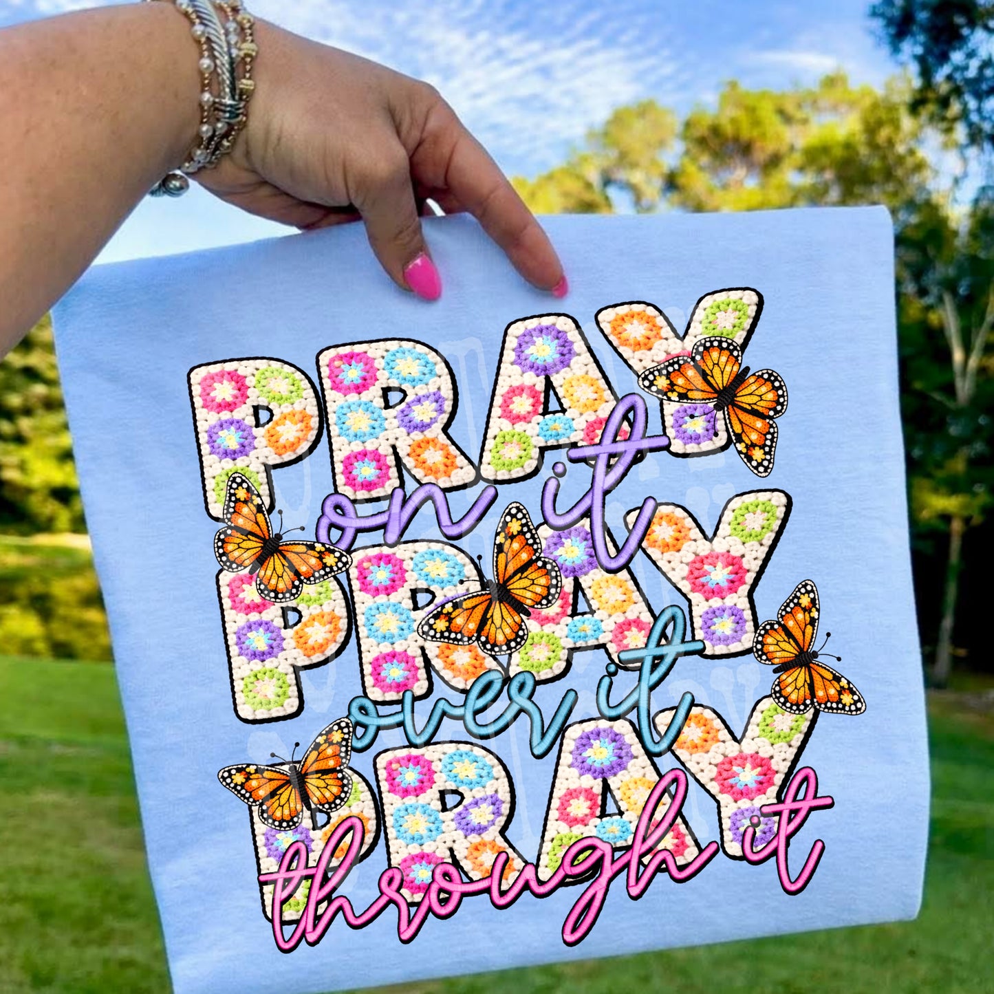 Pray On It Faux Crochet DTF Transfer
