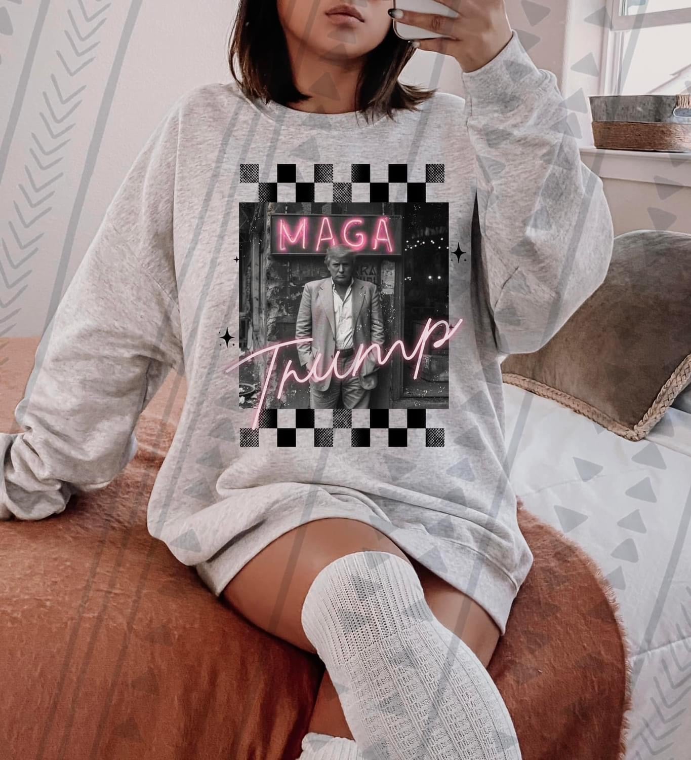 MAGA Blk/Wht Neon Trump DTF Transfer