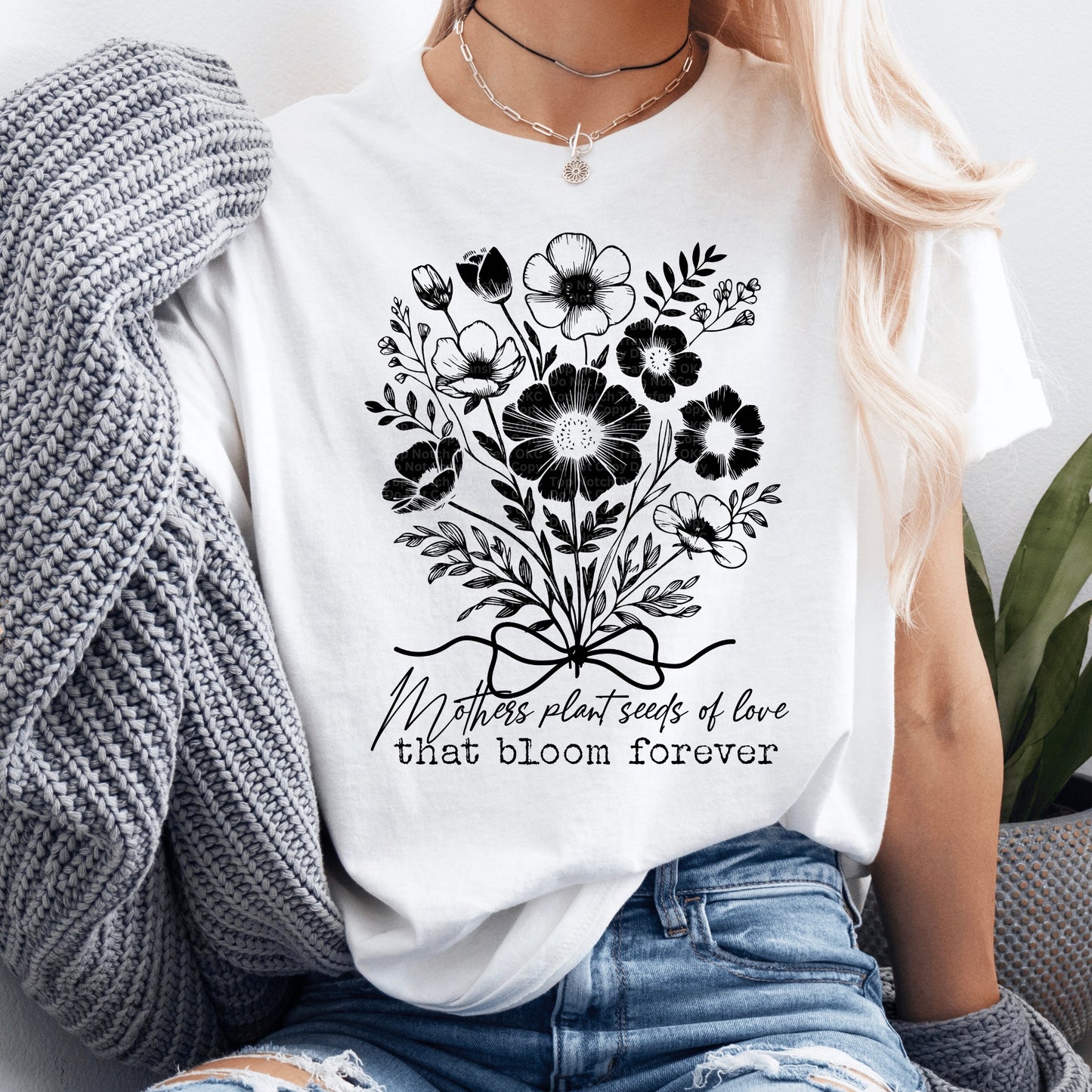 Moms Plant Love Black DTF Transfer