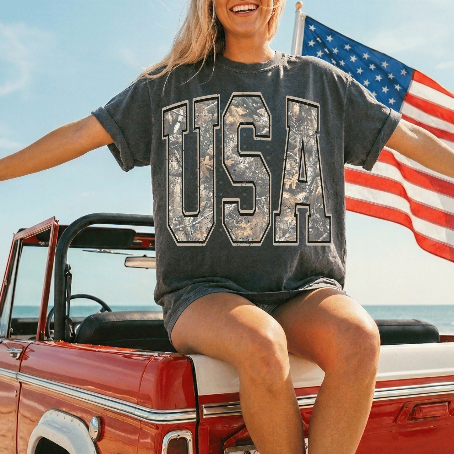 Camo USA Distressed DTF Transfer