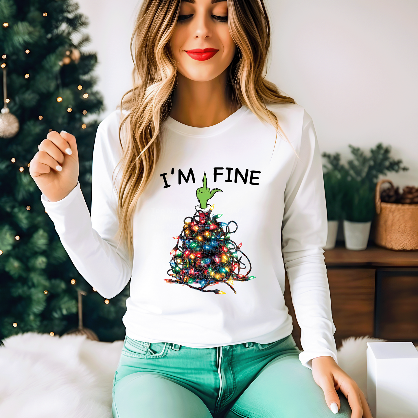 Green guy I'm Fine (Black) DTF Transfer