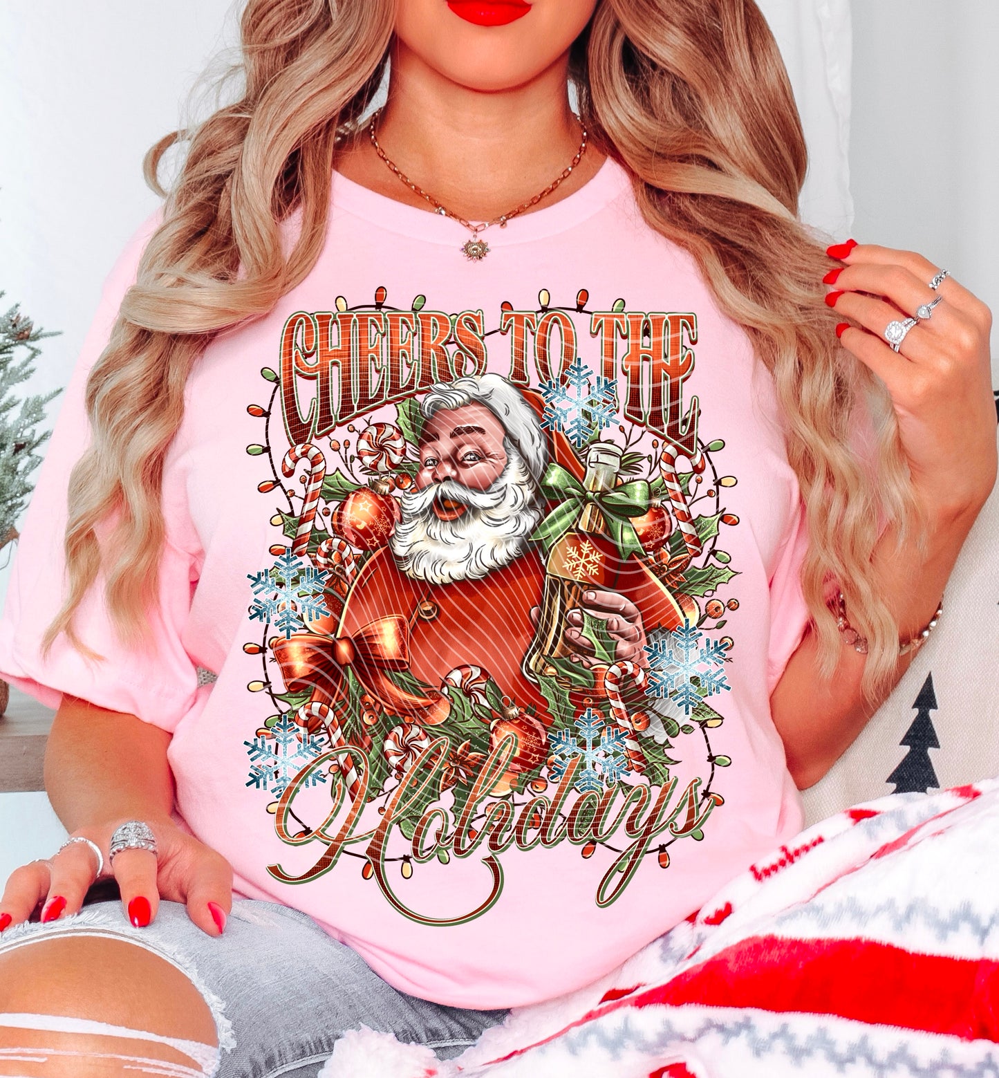 Santa Cheers *Optional long sleeve design* DTF Transfer