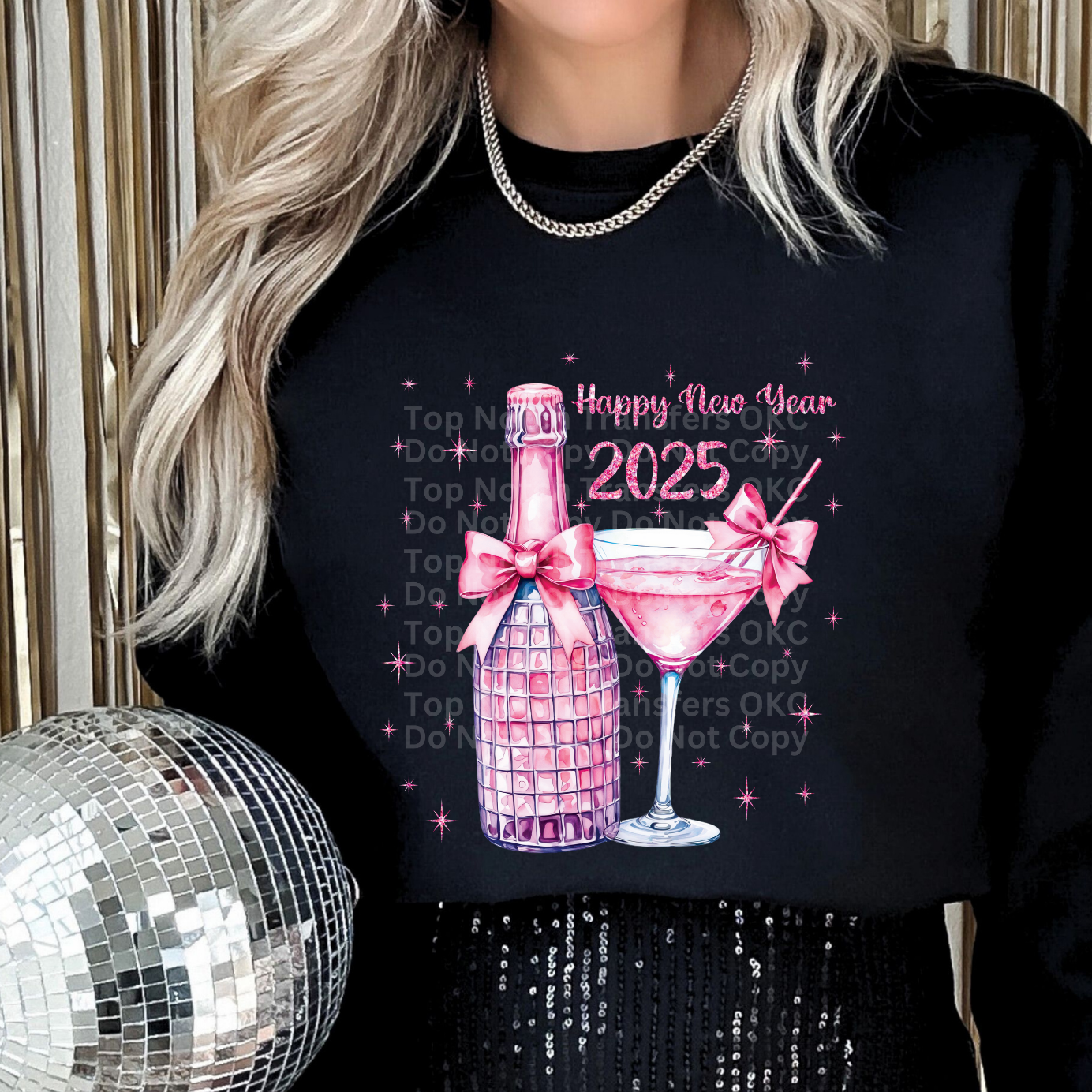 Happy New Year 2025 Pink Drink DTF Transfer