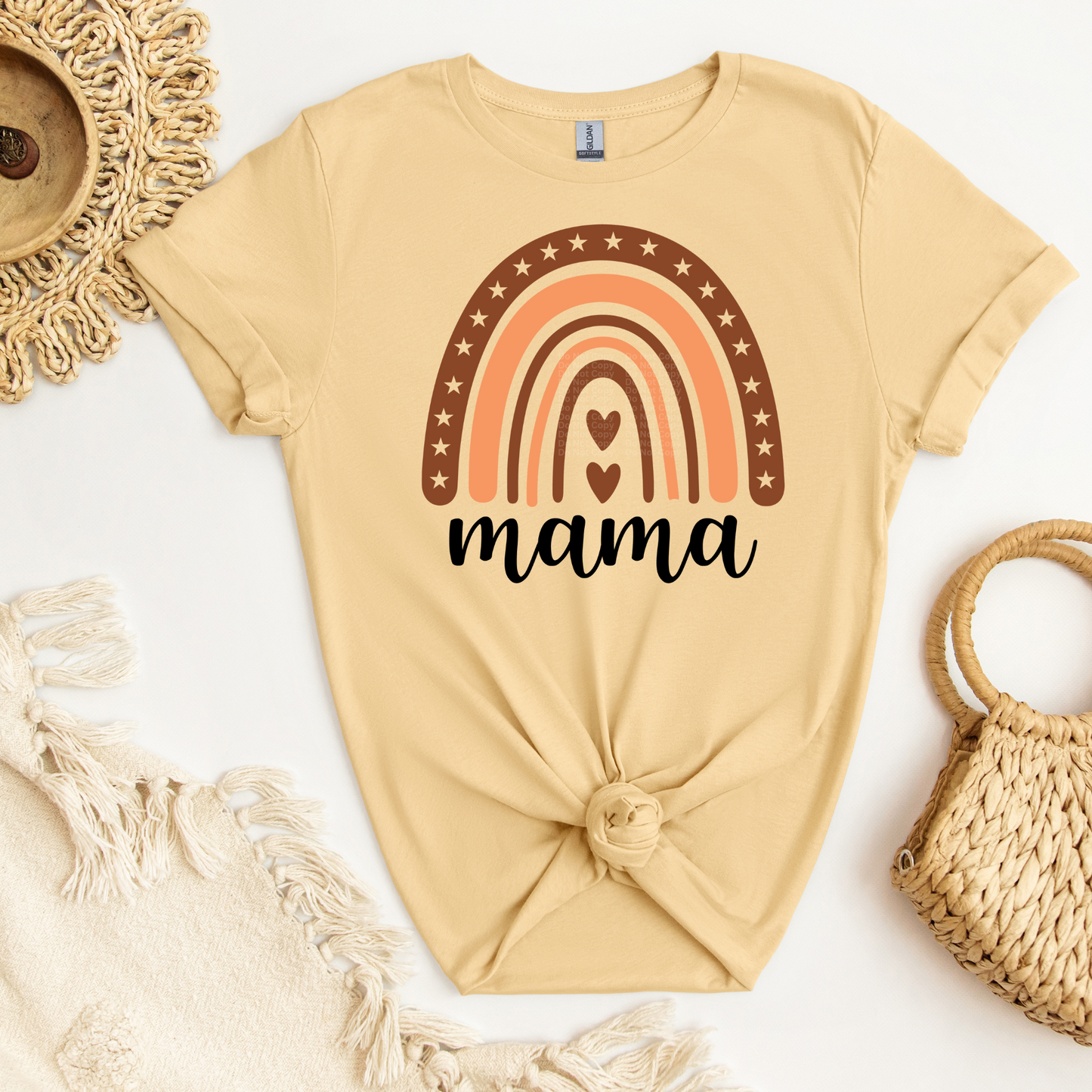 Mama Rainbow Pink & Brown DTF Transfer