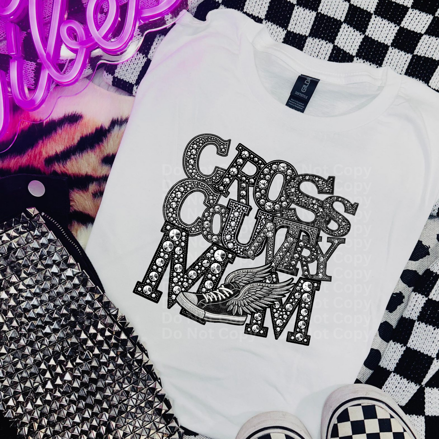 Cross Country Mom - Faux Rhinestone DTF Transfer
