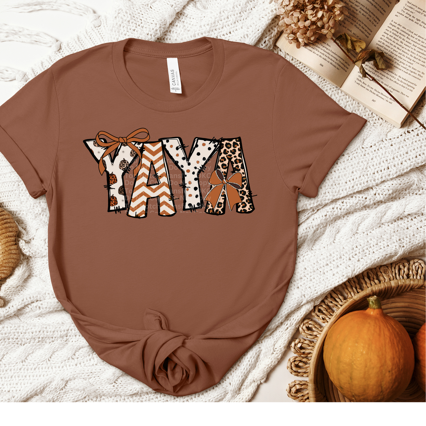 Yaya Fall Letters w/bows DTF Transfer