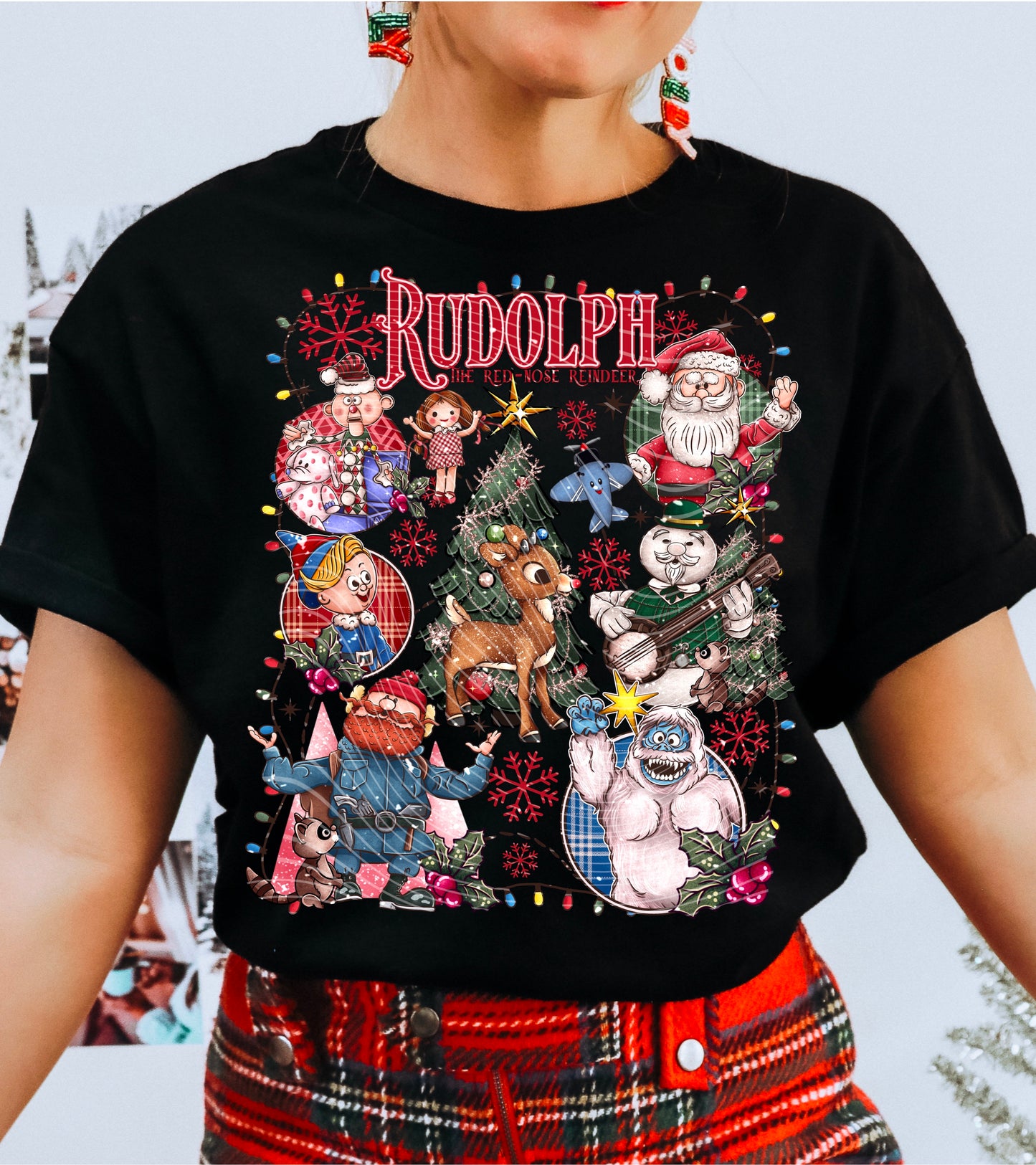 Rudolph 1*Optional long sleeve design* DTF Transfer