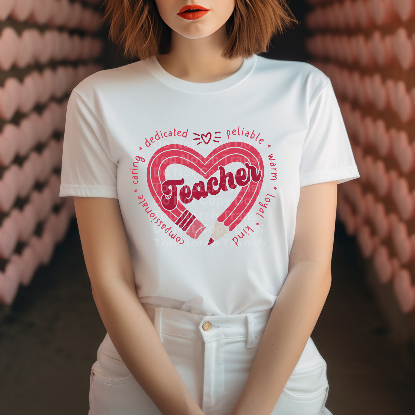 Teacher Pencil Heart DTF Transfer