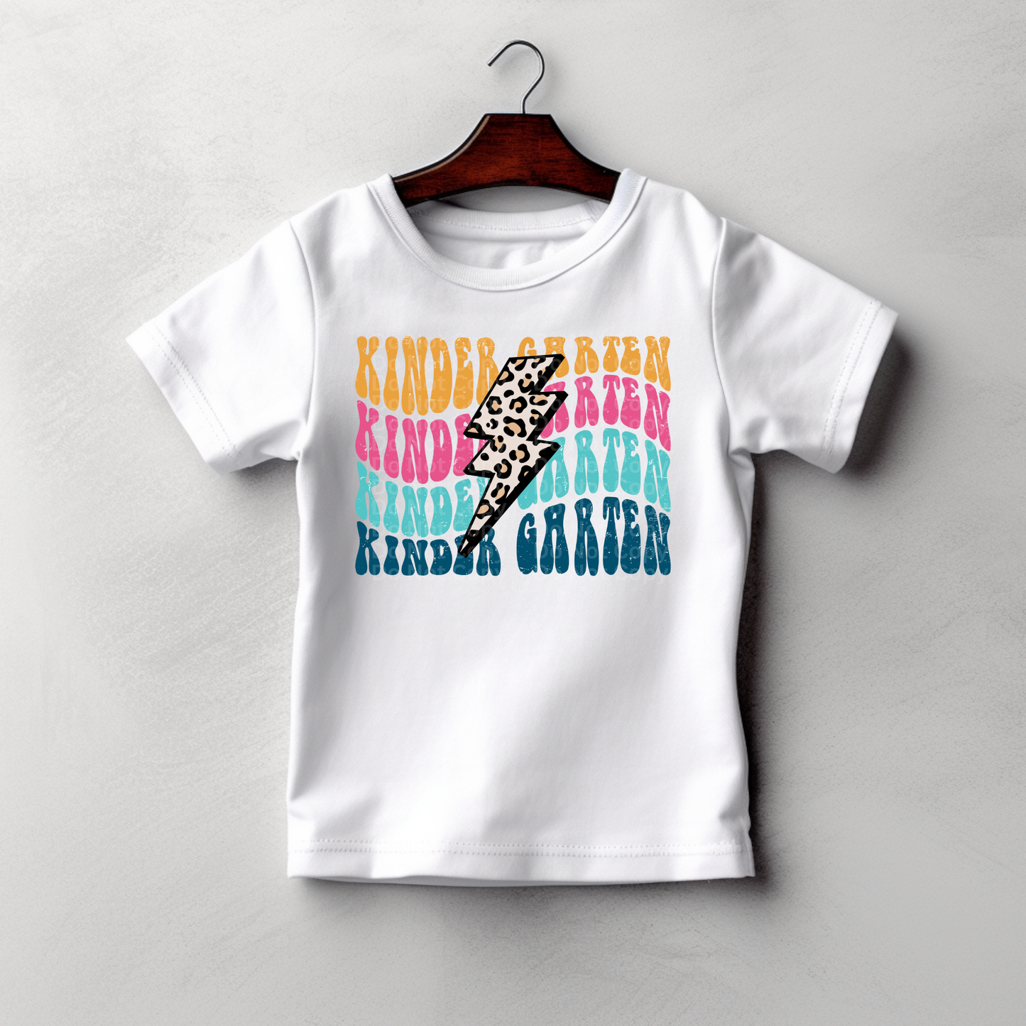 Kindergarten Colorful/Stacked with Leopard Bolt DTF Transfer