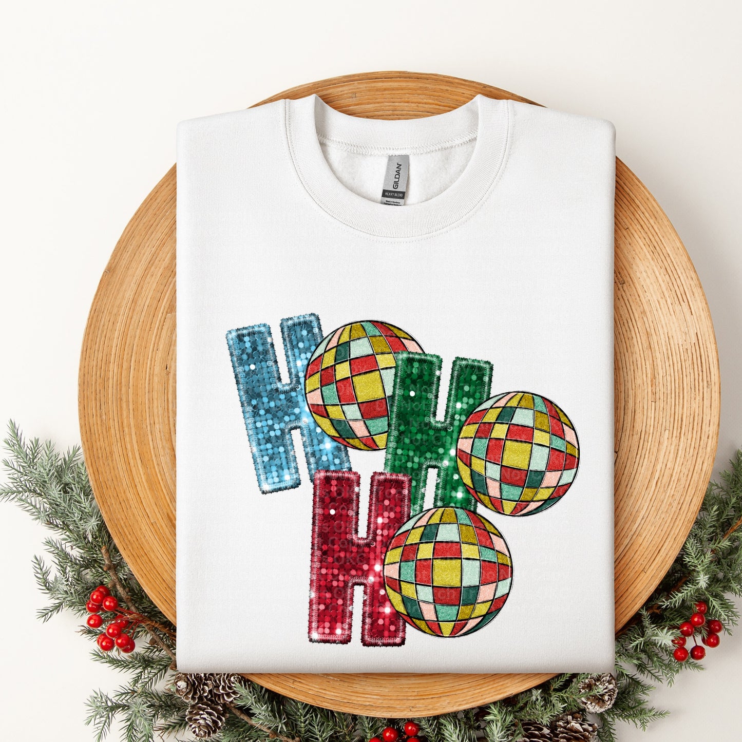 Ho Ho Ho Colorful Disco DTF Transfer