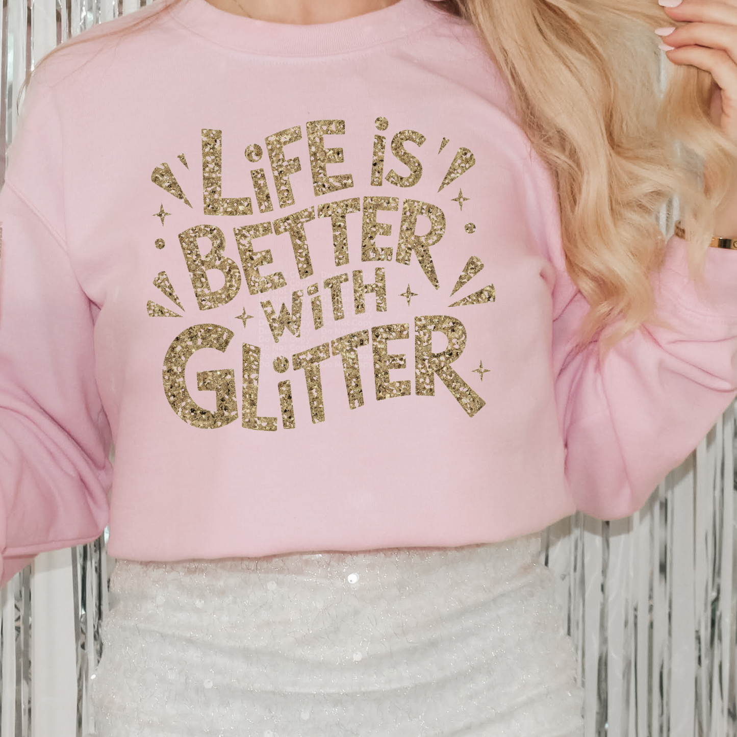 Life is Better with Glitter (Gold-Faux Glitter) DTF Transfer