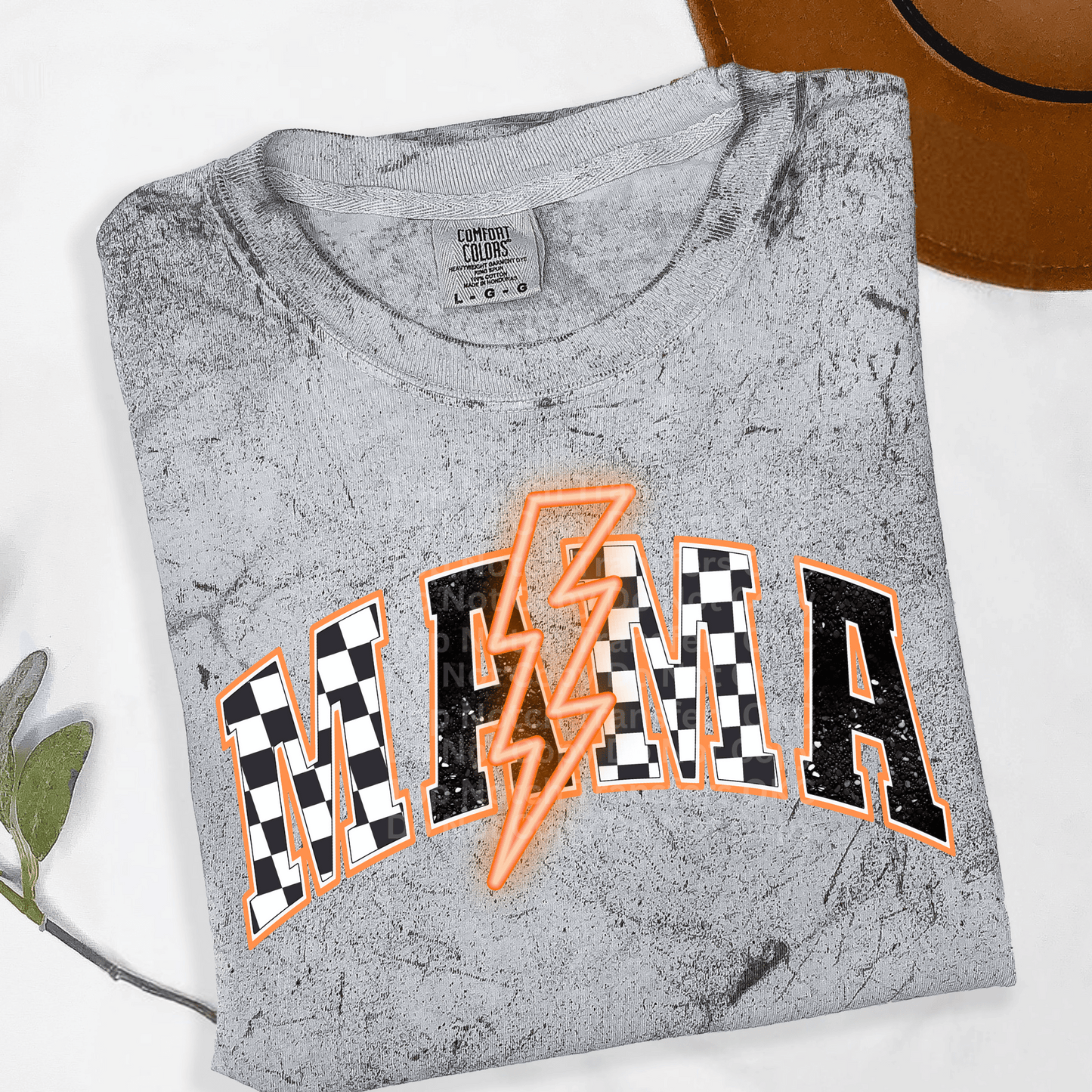 Checkered Mama Neon Orange DTF Transfer