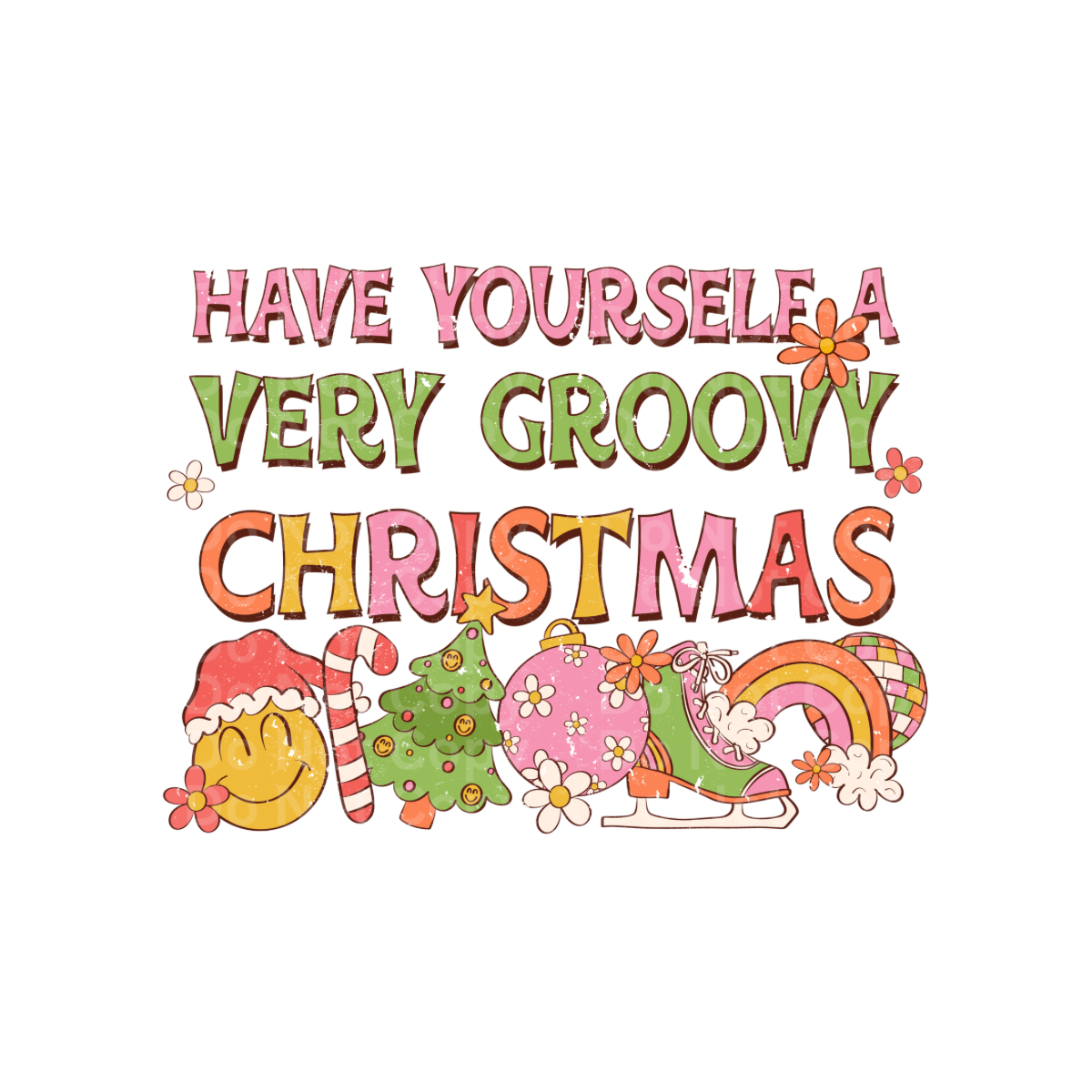 Groovy Christmas DTF Transfer