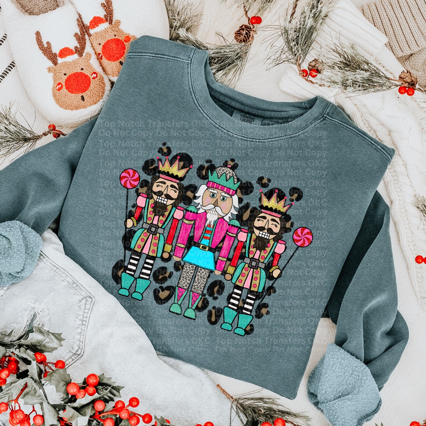 Three Nutcrackers Pink, Blue & Cheetah Print DTF Transfer