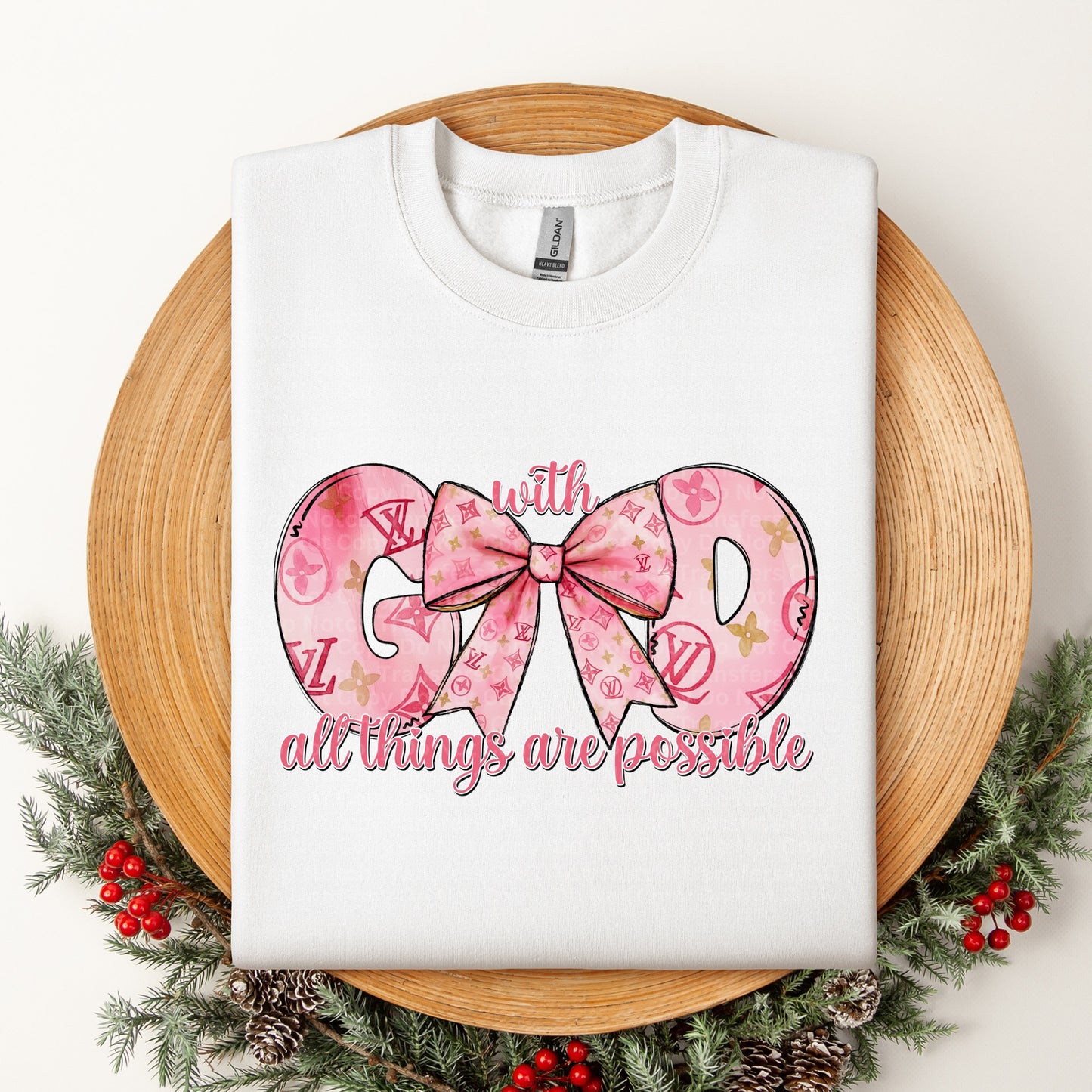 With God All Things Are Possible Bow DTF Transfer