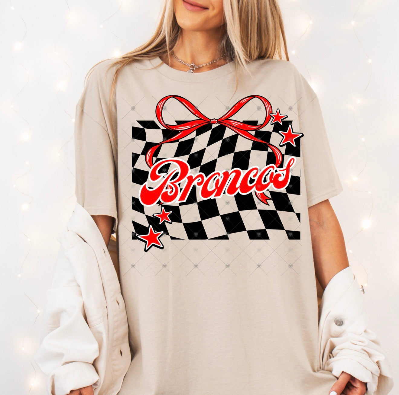 Broncos Checkered Bow DTF Transfer