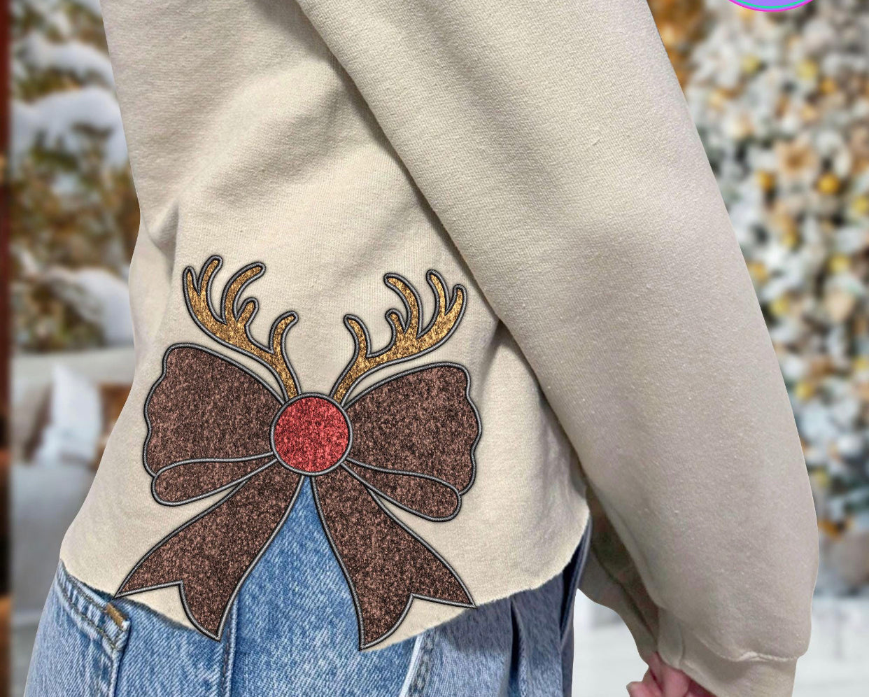 Reign Deer Side Slit Bow DTF Transfer