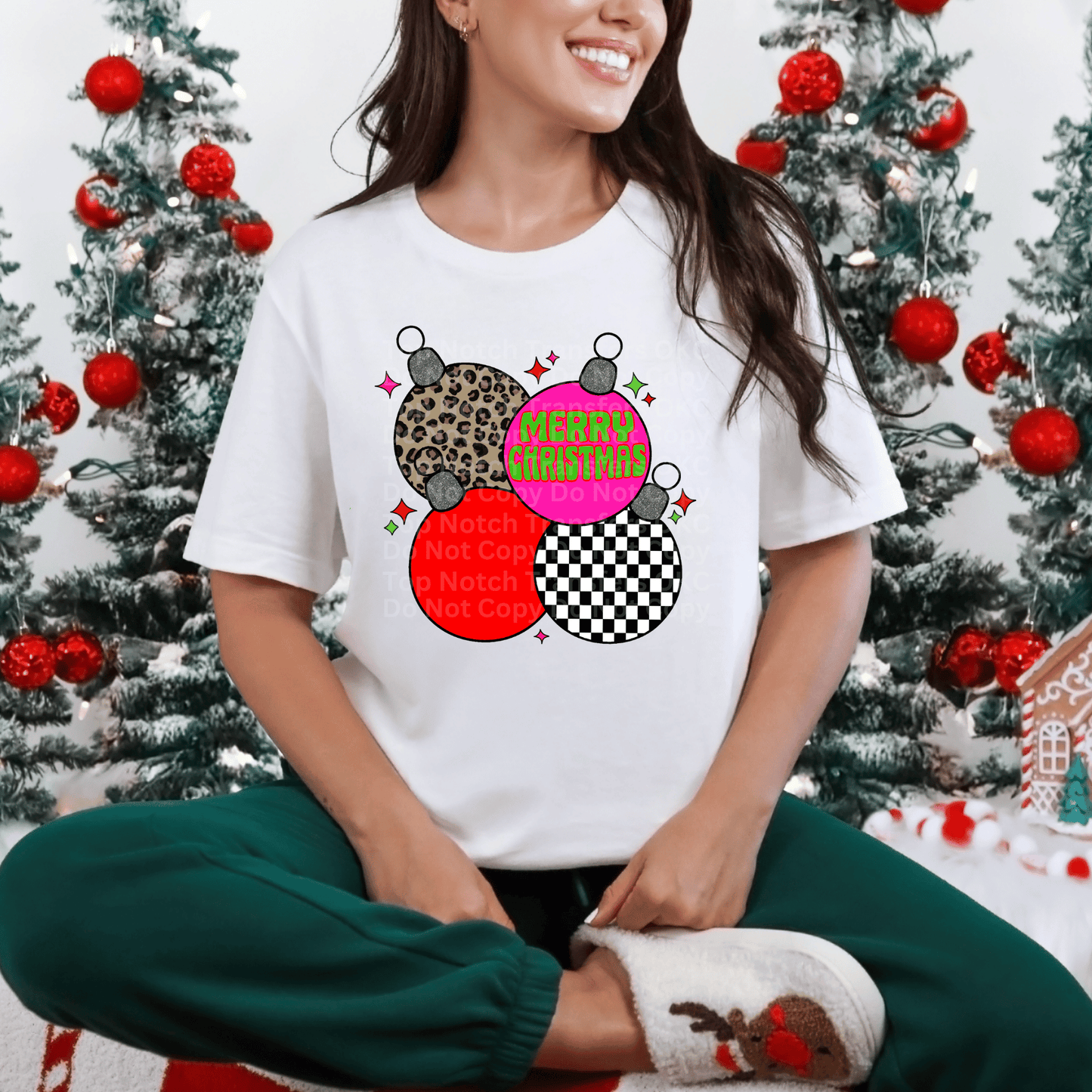 Merry Christmas Ornaments (Red & Pink) DTF Transfer