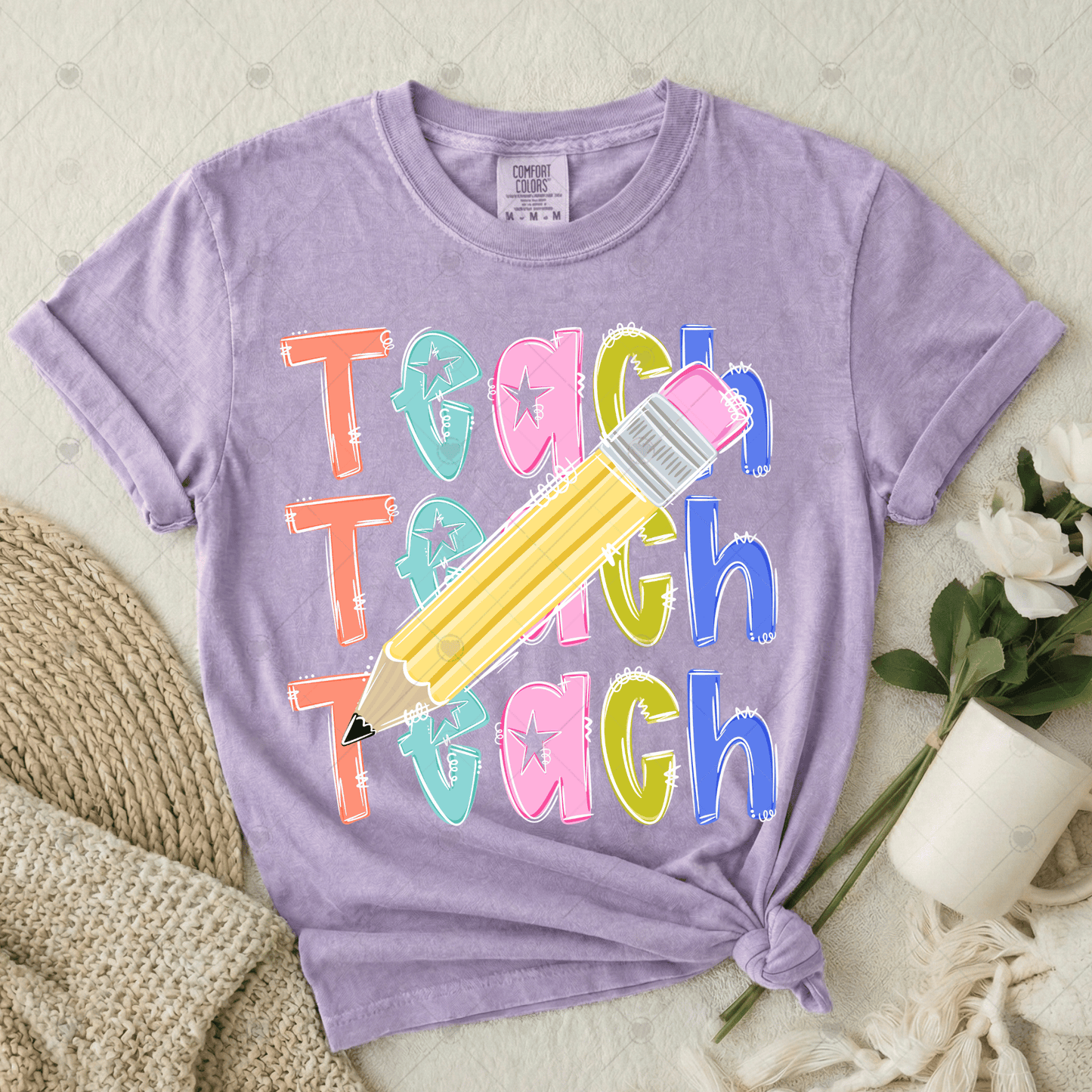 Teach Stacked w/ Pencil DTF Transfer