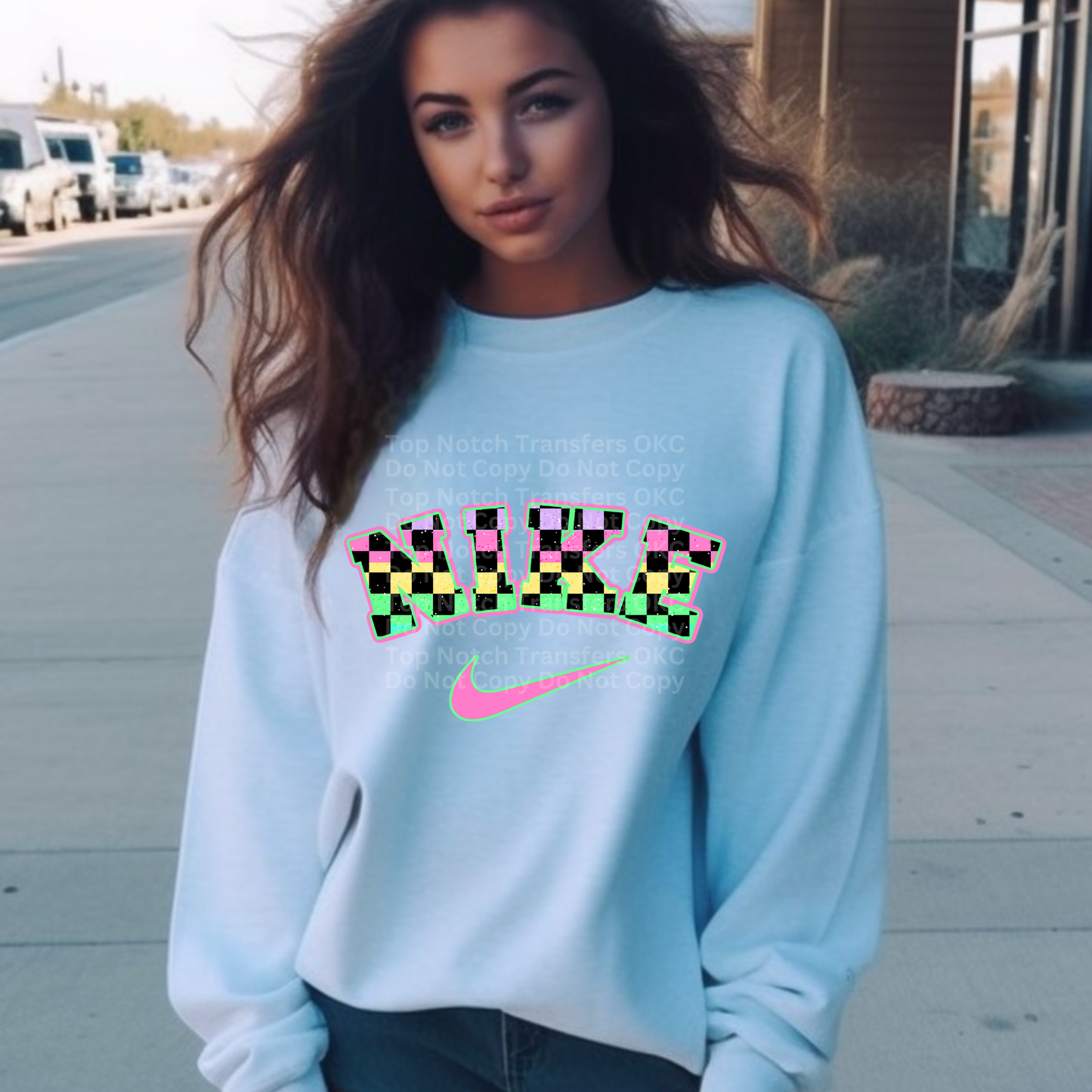 Checkmark - Pink Checkered DTF Transfer