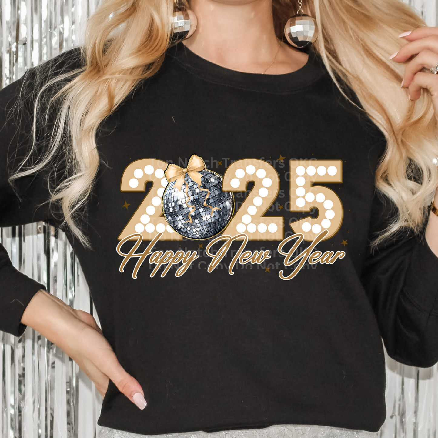 2025 Happy New Year Disco Gold/Silver DTF Transfer