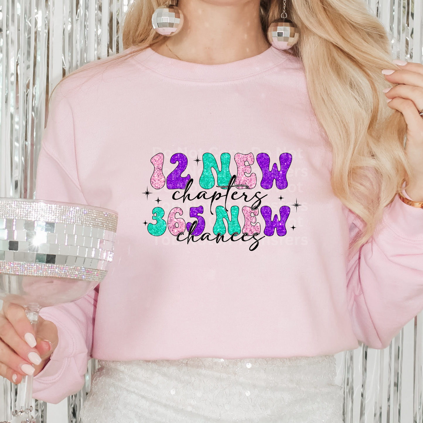 12 New Chapters 365 New Chances Pnk/prpl Faux Glitter DTF Transfer